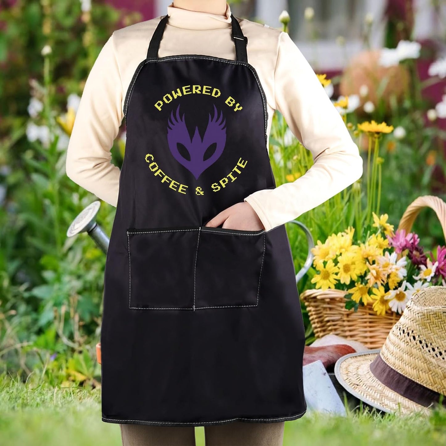 WCGXKO Powered by Coffee & Spite Kitchen Apron Dragon Video Game Gift for Dragon Lovers