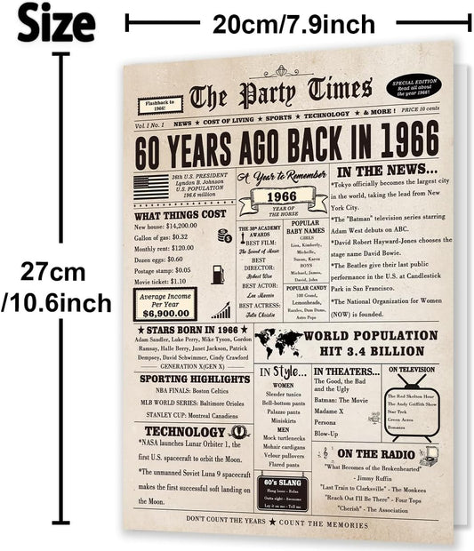 Huameigf Giant 60th Birthday Card Gift for Women Men, Hilarious 60 Years Old Birthday Gift for Husband Wife, Large 60 Bday Party Decorations for Friends Family, Big 60 Birthday Card for Mom Dad