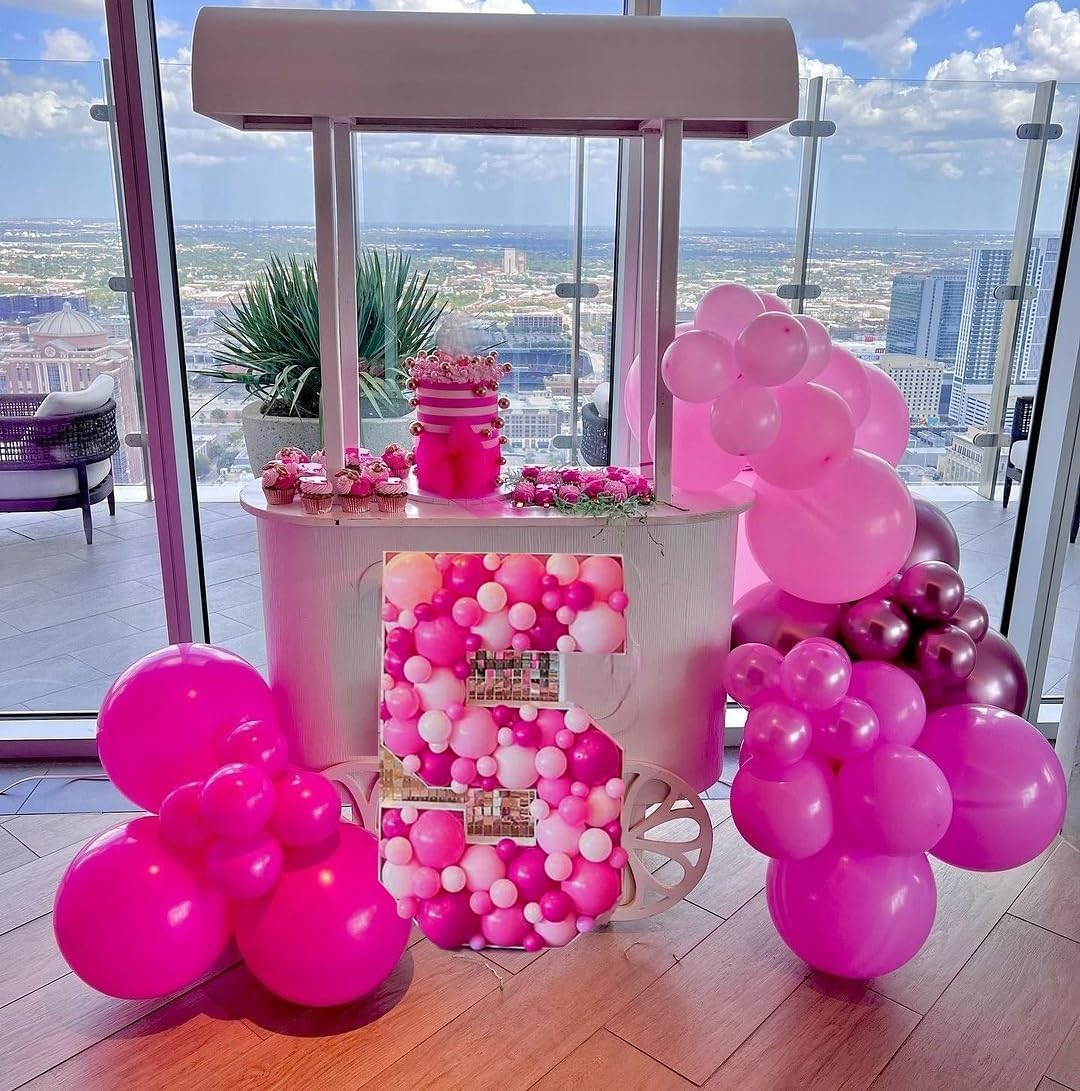 Pink Balloons Metallic Pink Balloon, 50Pcs 12Inch Hot Pink Chrome Pink Latex Balloons Light Pink Balloon and Dark Magenta Pink Balloons for Birthday,Baby Shower,Princess Theme Party Decorations