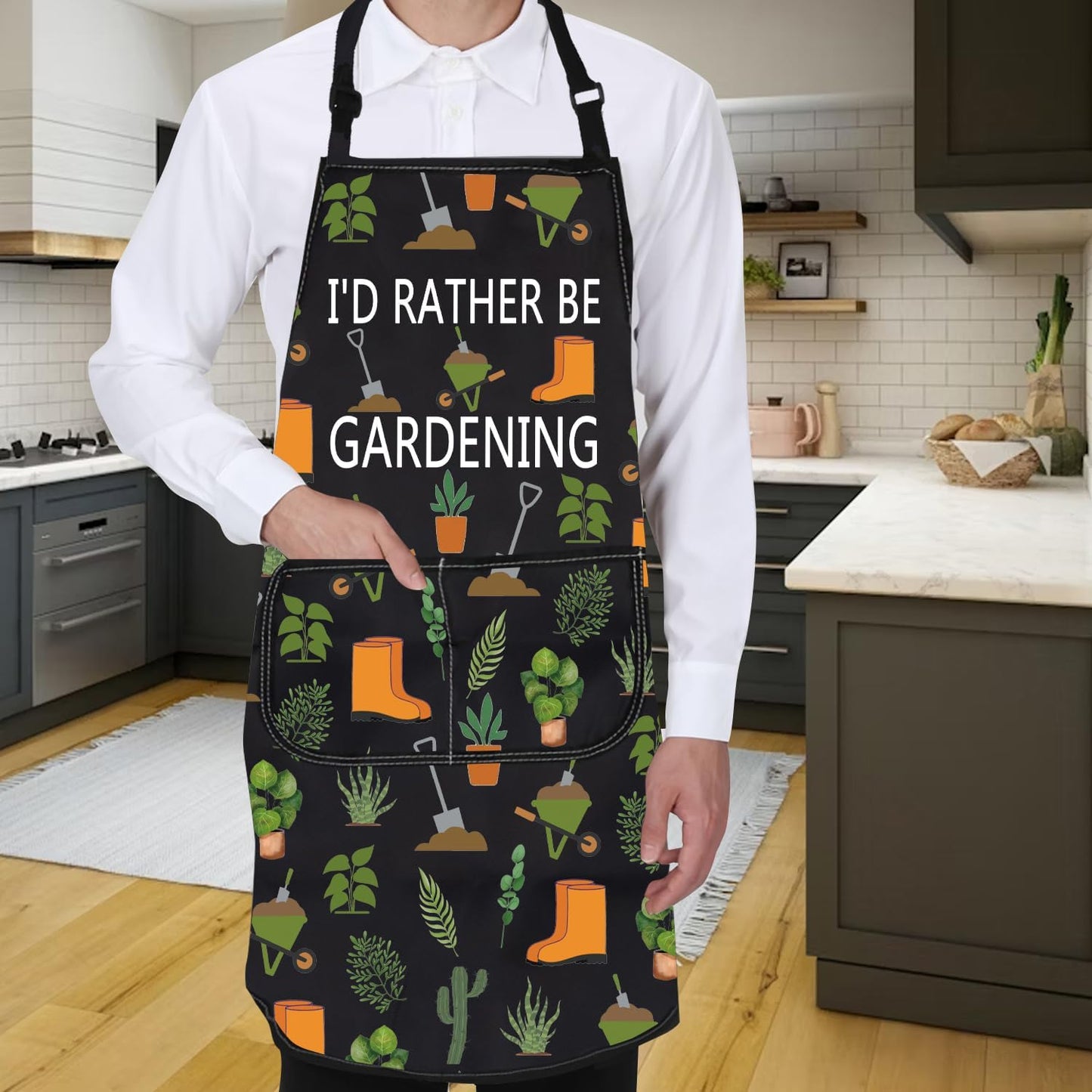 Gzrlyf Garden Apron Gardening Gift Plant Lover Gifts For Mom Grandma Gardener Aprons With Pocket I'd Rather Be Gardening