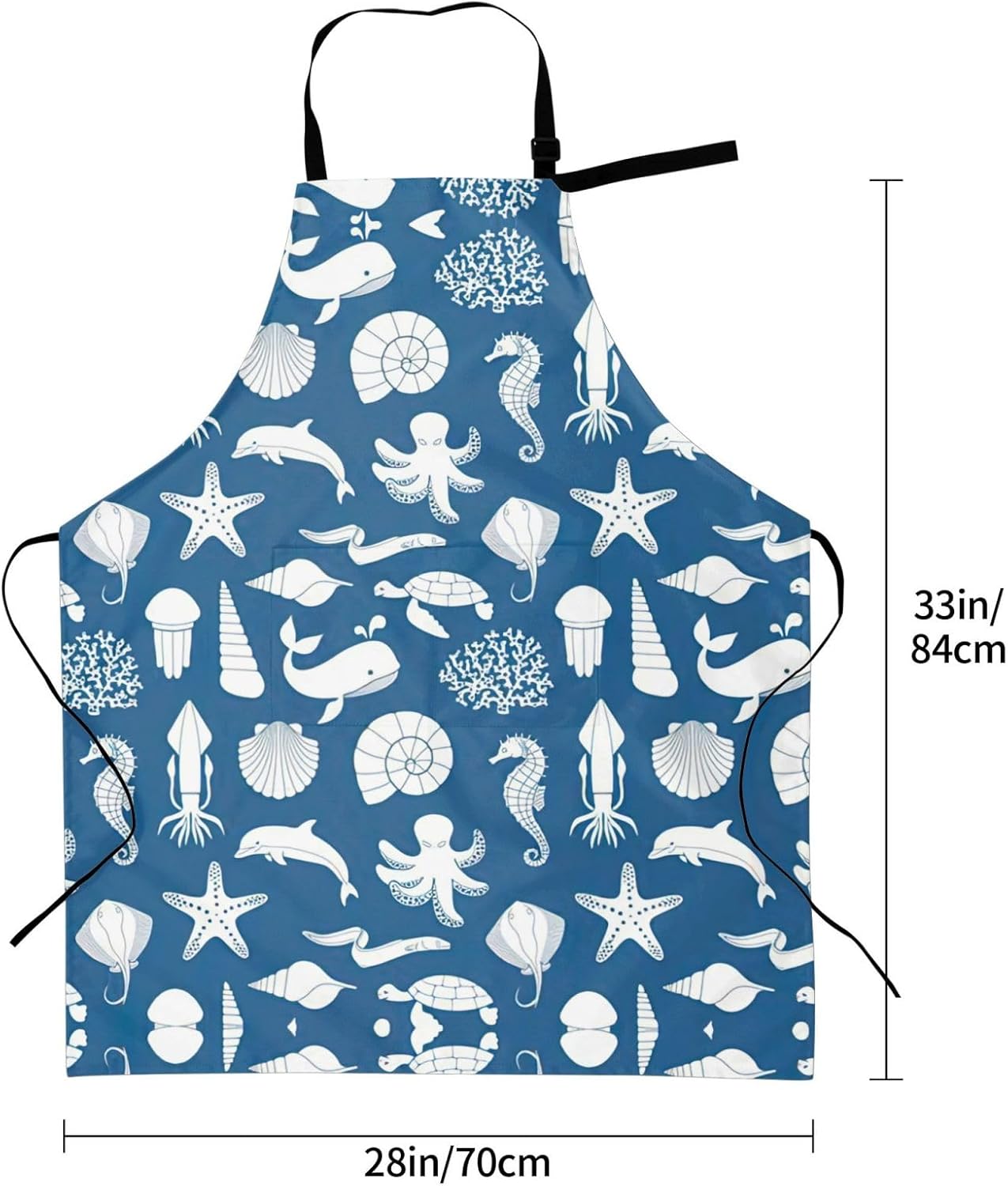 Underwater Marine Life Print Laundry apron 28x33 In Waterproof Kitchen