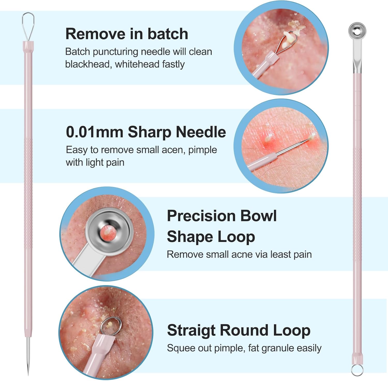 Pimple Popper Tool Kit Blackhead Remover Tools (5 Piece Kit), Professi