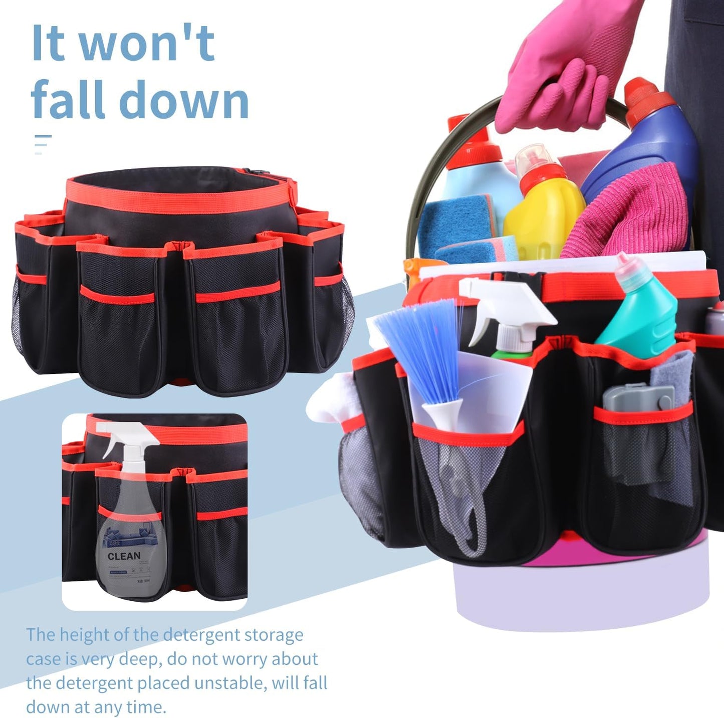 Bucket Cleaning Tool Organizer,Wash Tool Caddy 5-Gallon Organizer,5 Gallon Bucket Holder Cleaning Supplies for Housekeeping