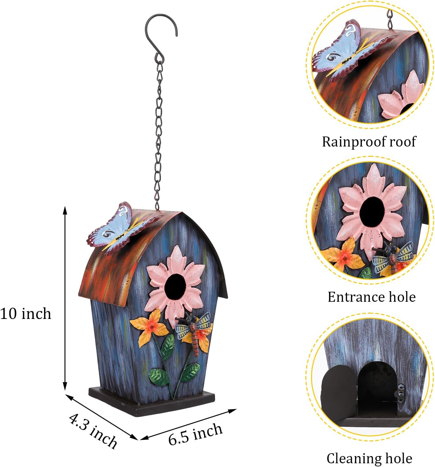 Yinns Metal Bird Houses for Outside Hanging,Wild Bird House Outdoor, Decorative Birdhouse for Home Garden Decor