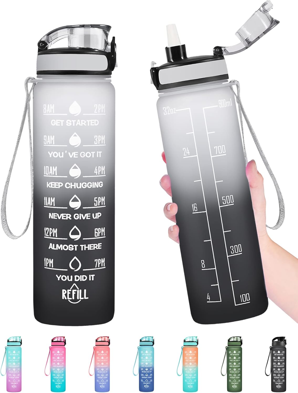 Enerbone Water Bottle, Leakproof BPA & Toxic Free, Motivational Water 