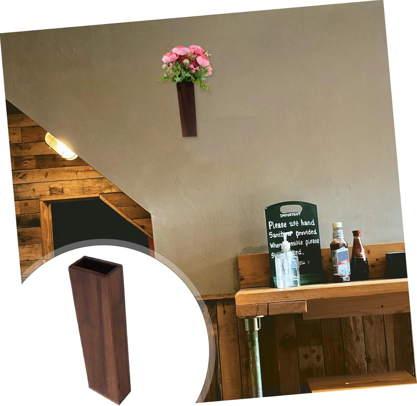 PRETYZOOM Wooden Wall Vase Rustic Farmhouse Decor for Indoor Plants El