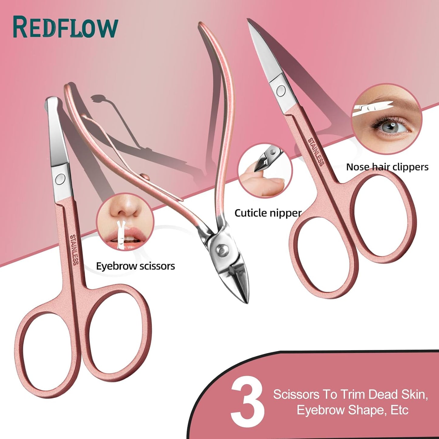 Manicure Set 30 in 1 Nail Clipper set, REDFLOW nail clippers, fingerna