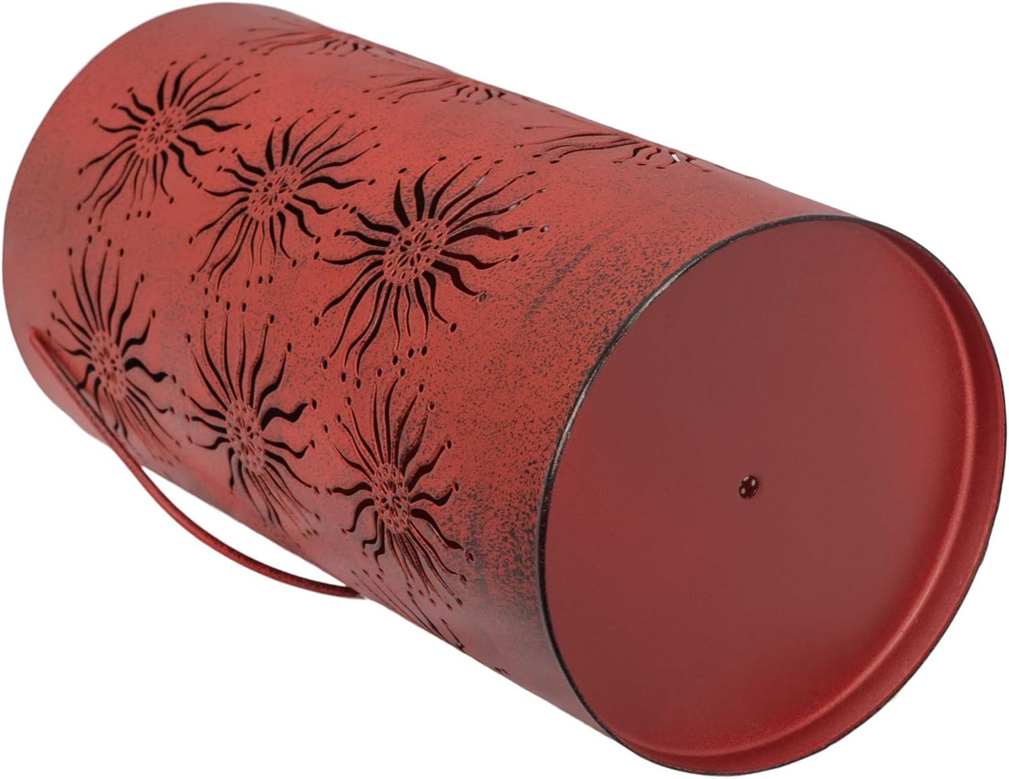 Sunset Vista Designs Moroccan Sun Outdoor Solar Garden Lantern, Red, 9