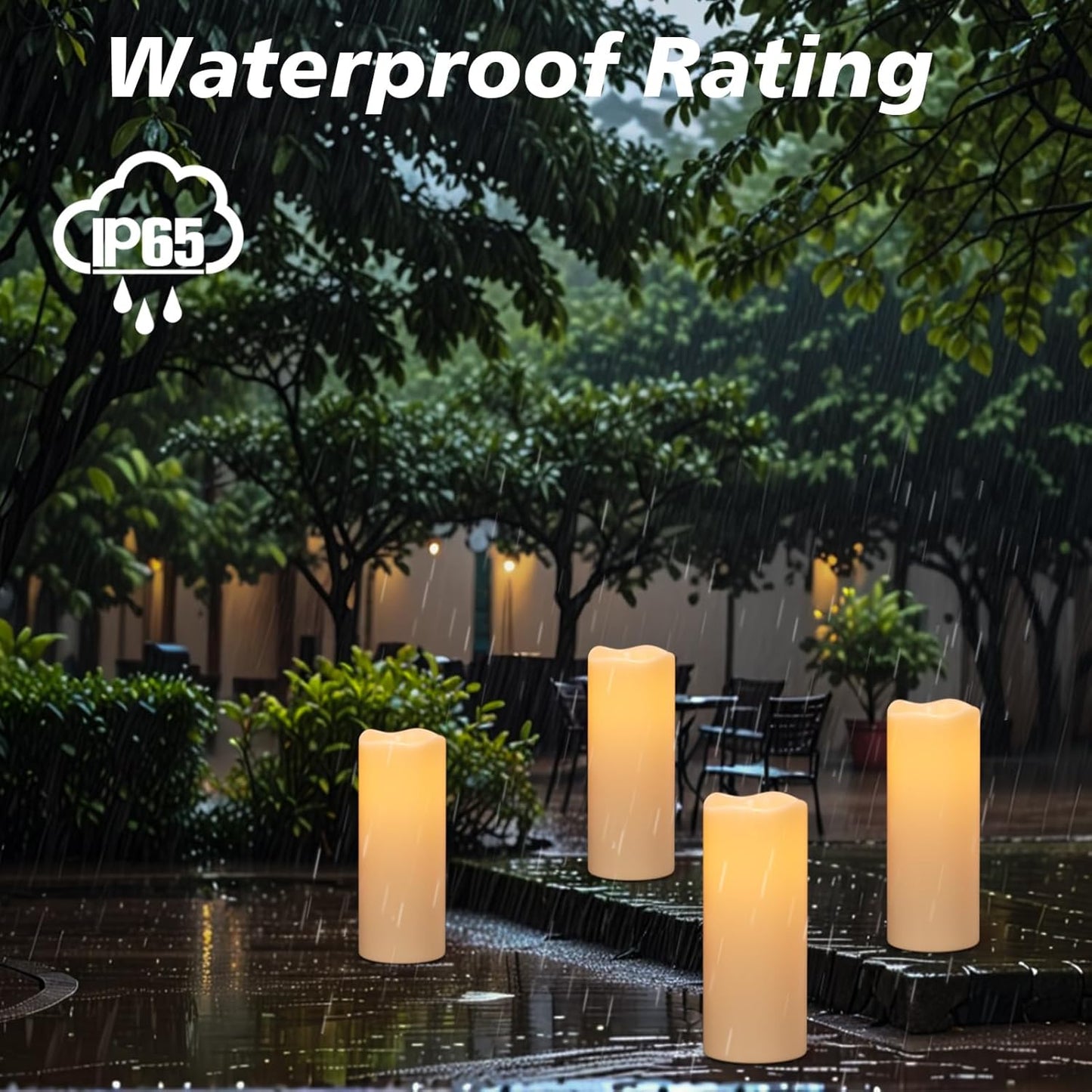 Large Solar Powered Candles, Outdoor Rechargeable Flameless Candles, Waterproof LED Light Candles Flickering for Lantern Garden Camping Patio Home Decor Dusk to Dawn 2 PCS 4" x10"