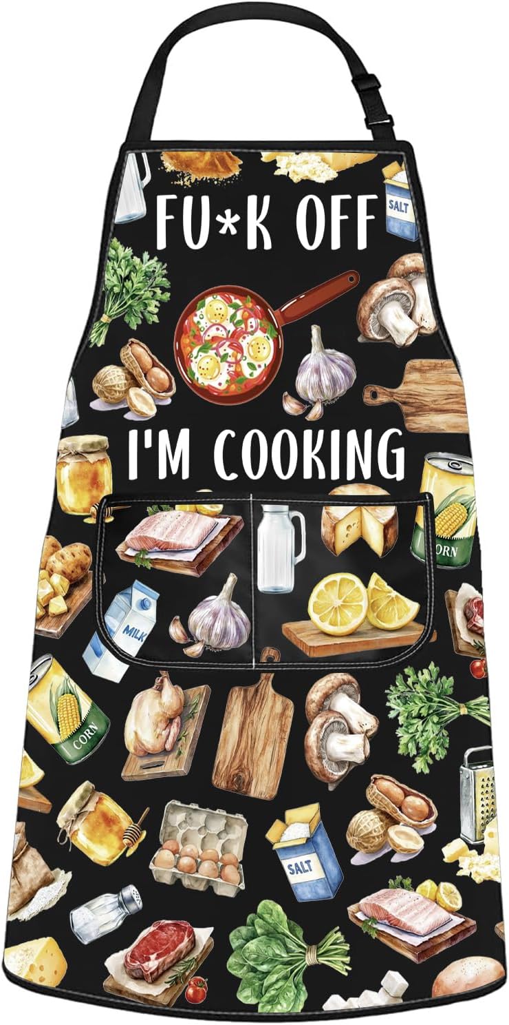 WCGXKO Fu*k off I’m Cooking Kitchen Apron Cooking Gift Rude Profanity Gift Sarcasm Cooking Chef Merch
