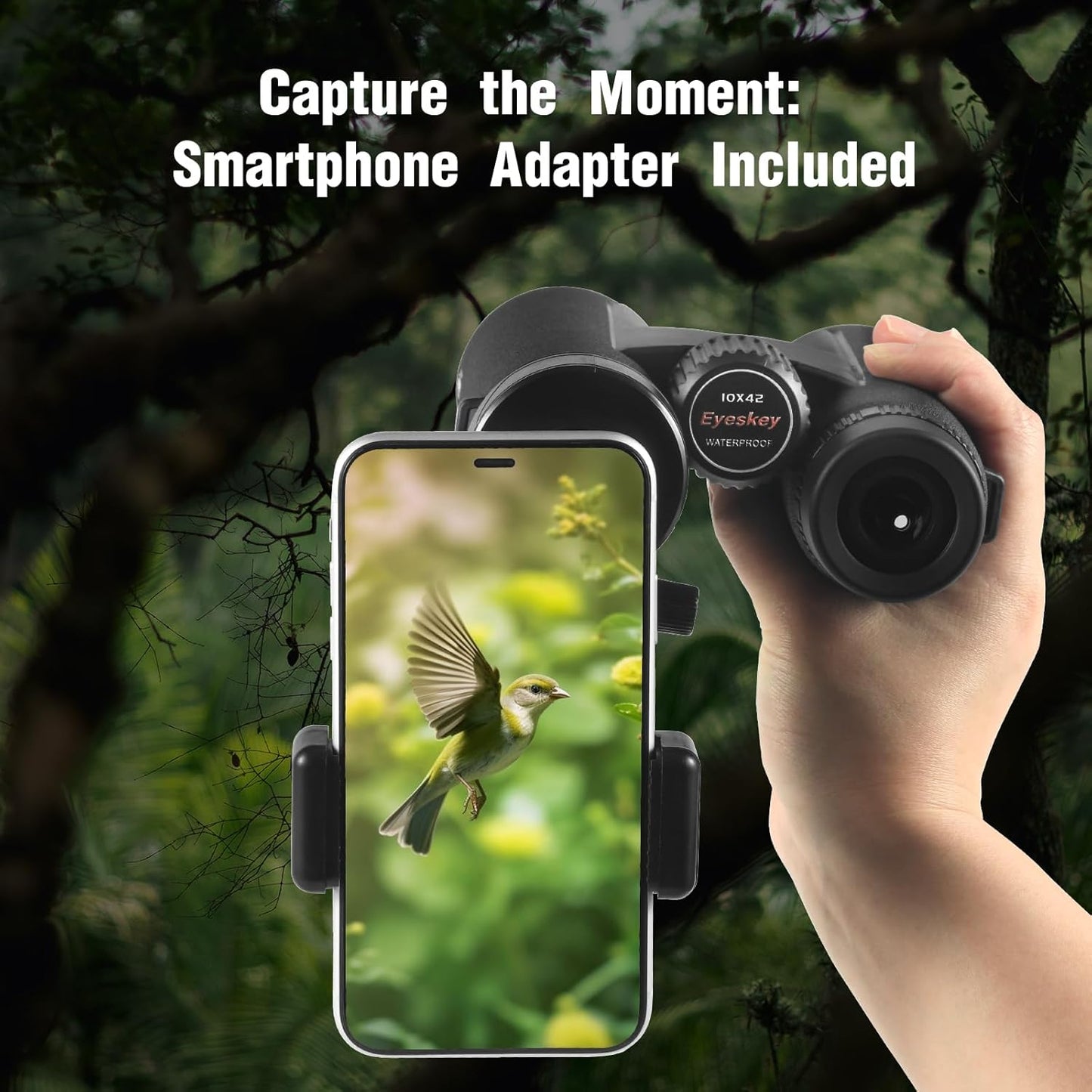 10x42 HD Binoculars for Adults High Powered with Low Light Night Vision – Lightweight Waterproof Binoculars with Smartphone Adapter for Hunting, Bird Watching, Stargazing & Outdoor Travel