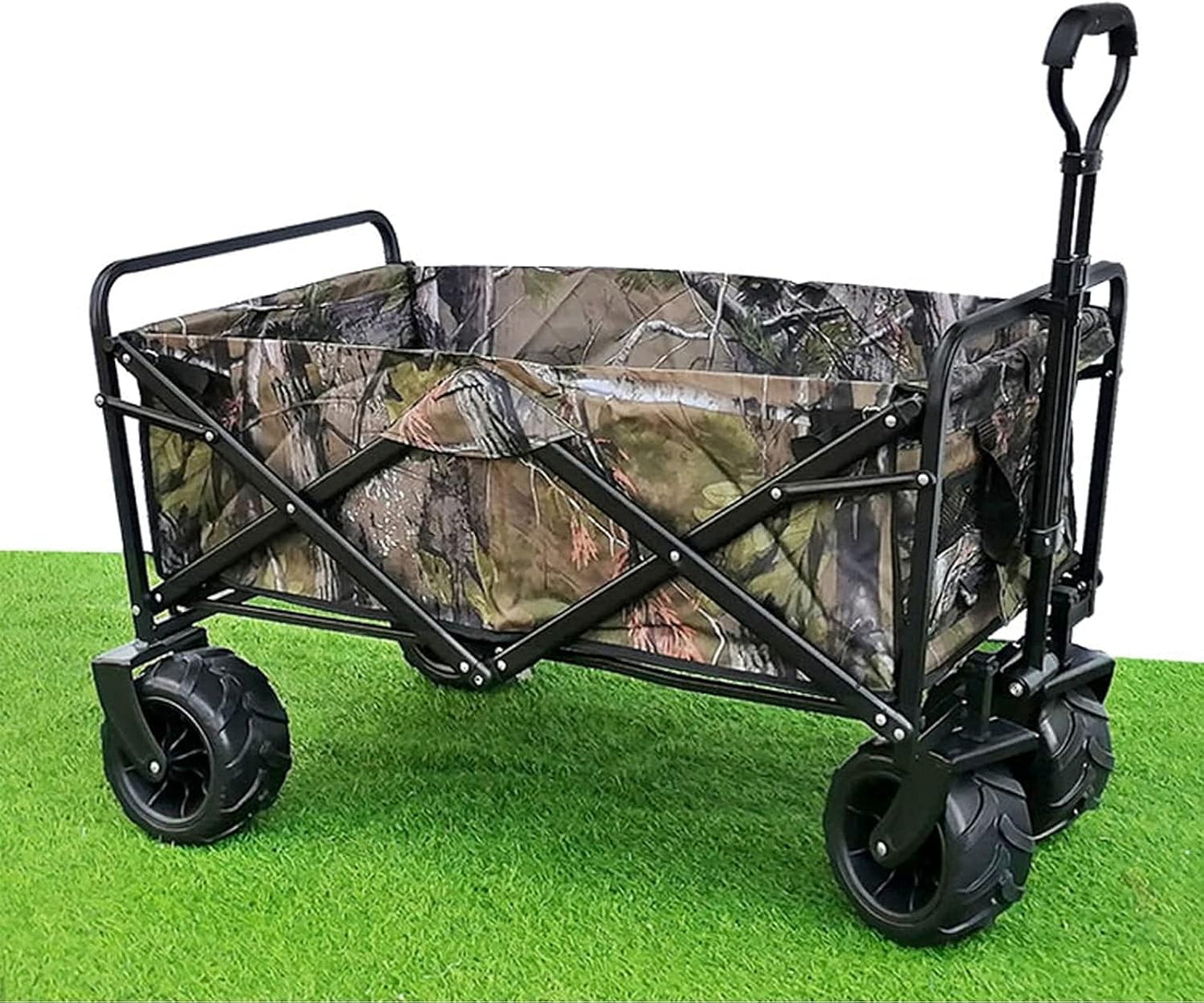Folding Wagon, Capacity 80 kg, Portable Garden Cart, Camping Wagon - for Beach Outdoor Garden Picnic Heavy Duty Shopping Cart Wagons (Camouflage Green) (Camouflage Green)