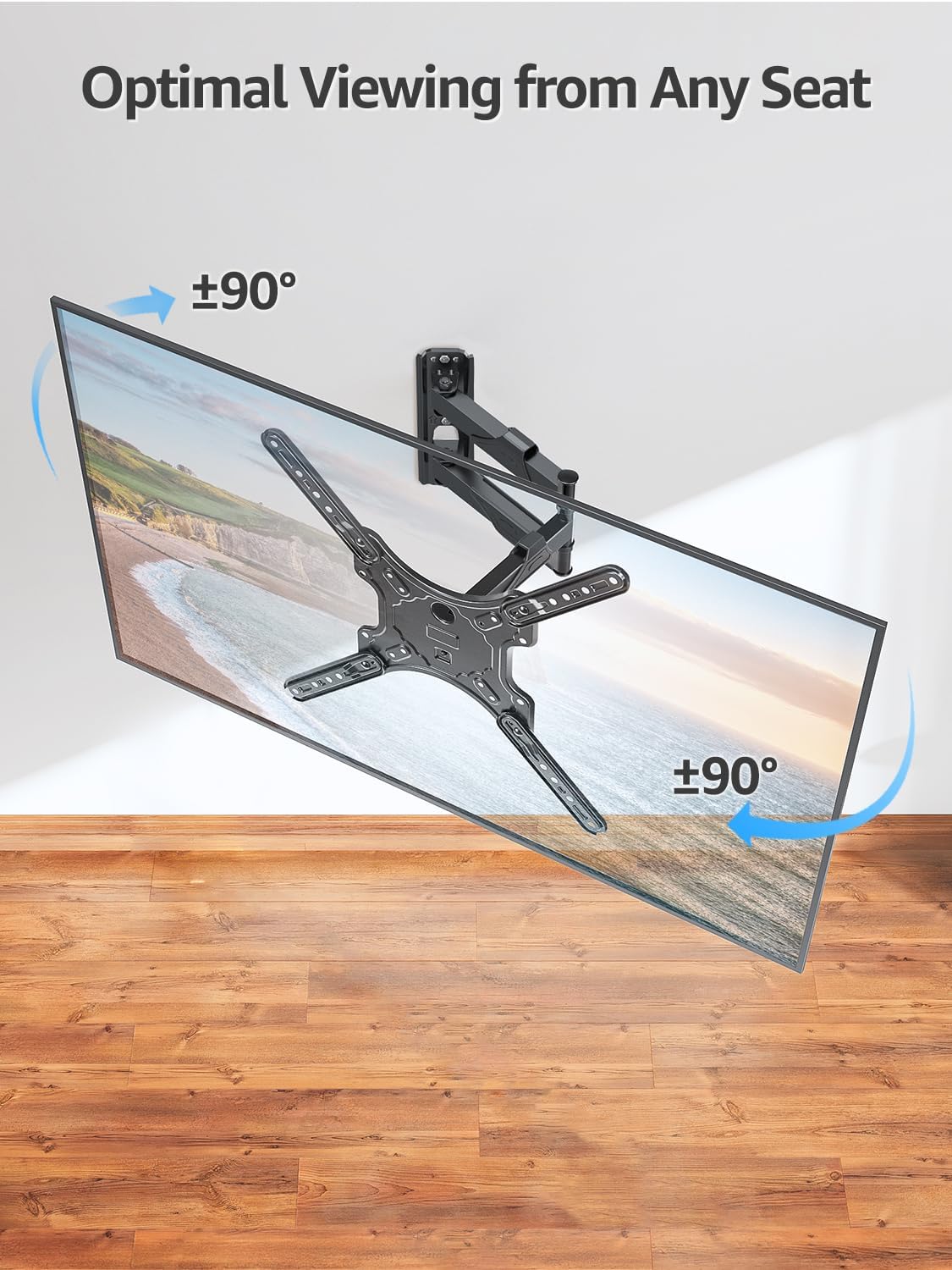 MOUNTUP Full Motion TV Wall Mount for Most 26-60 Inch TVs, Max VESA 400x400mm Wall Mount TV Bracket with Swivel Tilting Extension Level Adjustment for LED LCD Flat Curved TVs Up to 77 LBS, MU0018