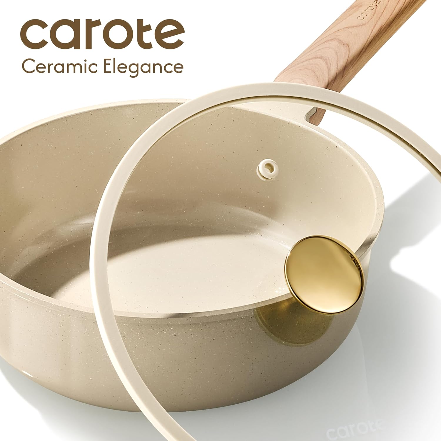 CAROTE 14Pcs Pots and Pans Set Non stick, Ceramic Cookware Set, Non-to