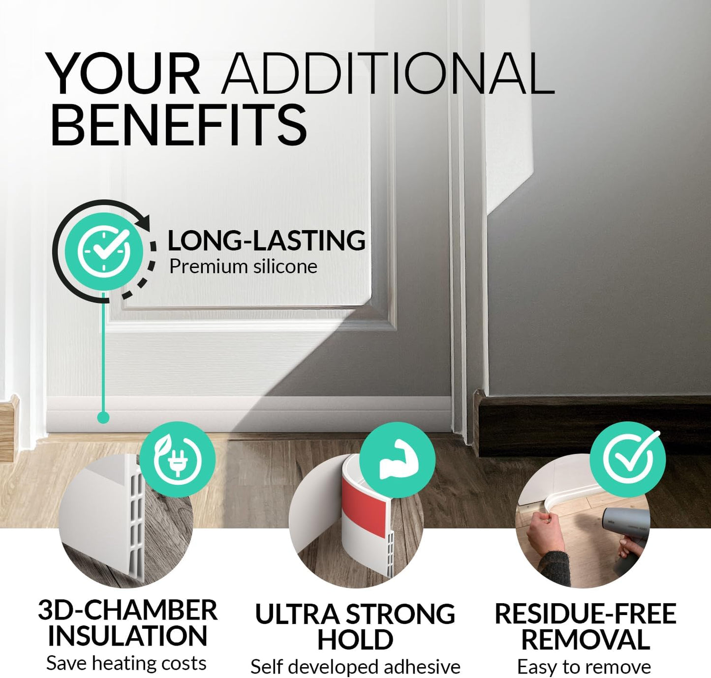 Vellure® Door Draft Stopper for Bottom of Door - Premium Door Sweep fo