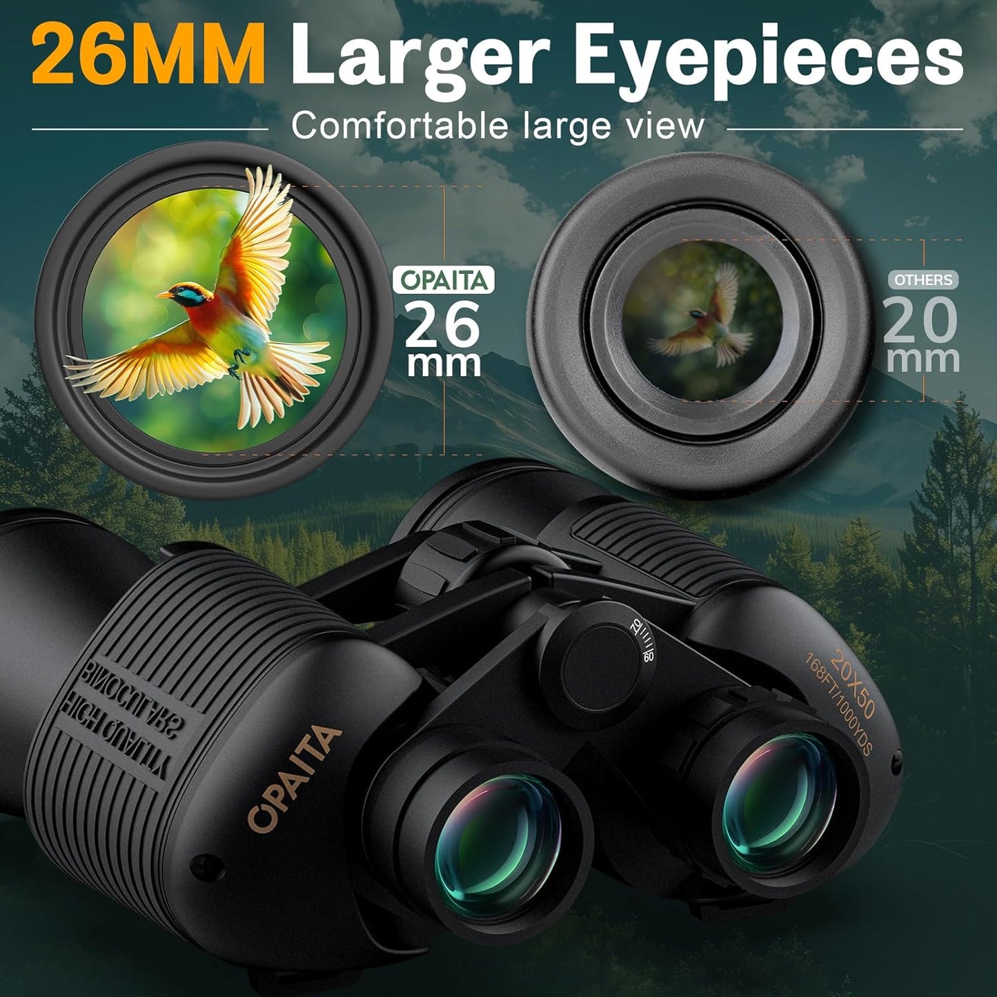 20x52 Binoculars for Adults High Powered - OPAITA HD Binoculars Clear View with Low Light Vision - Professional Binocular for Bird Watching Cruise Hunting Stargazing Football Travel