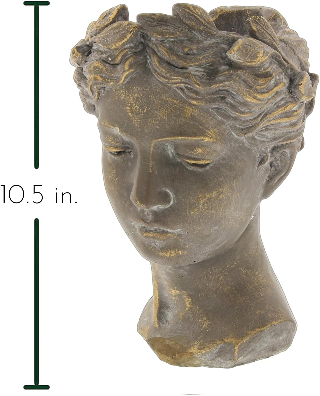 Greek/Roman Style Female Statue Head Cement Planter - Unique Planter Pot for Indoor Outdoor Home Garden Decor (10.5")