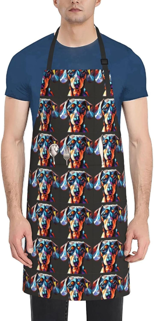 YANYU Cute Puppy Dog Print 28x33 In Kitchen Apron Stylish Chef Apron w
