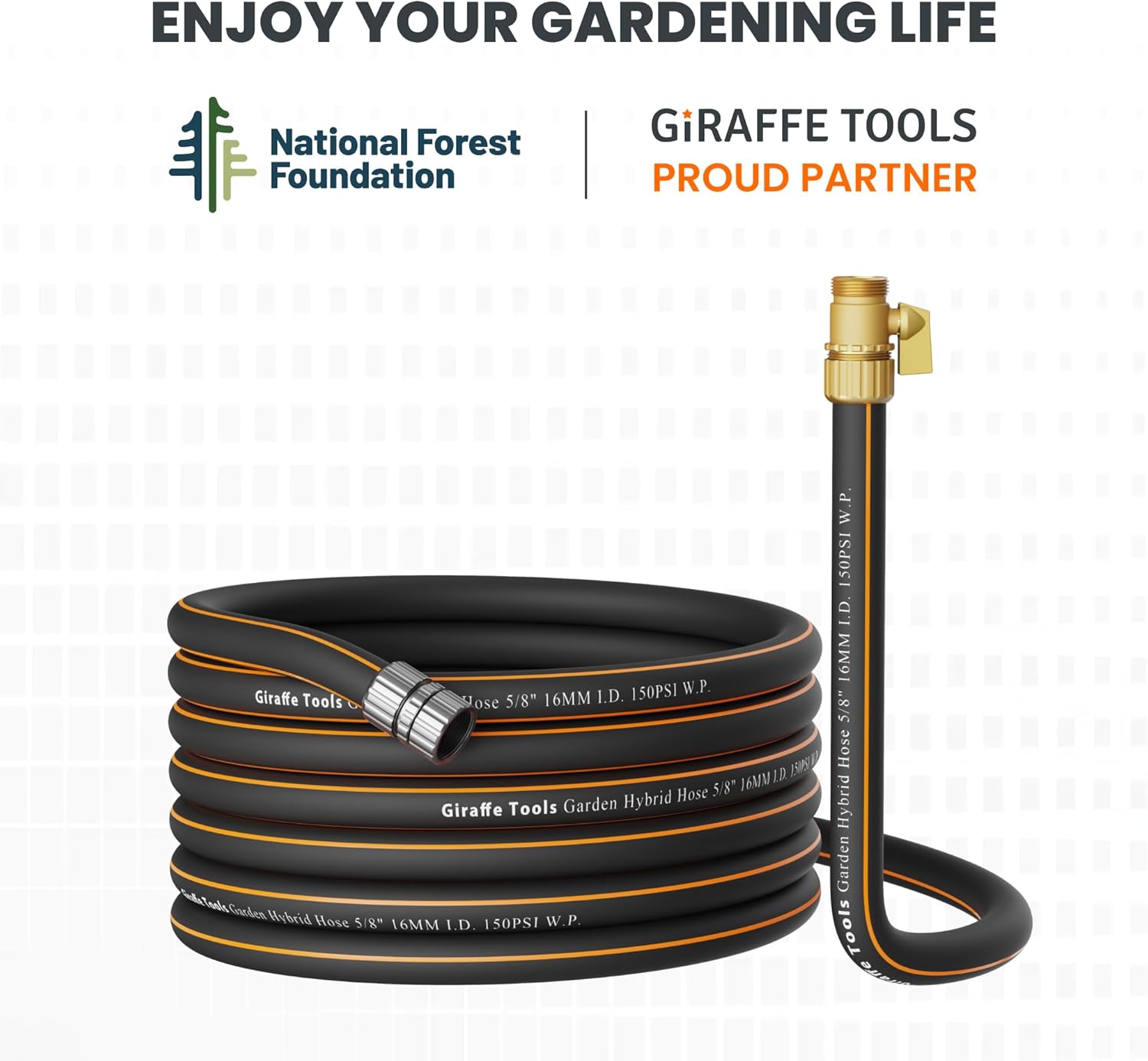 Giraffe Tools Hybrid Garden Hose 35ft x 5/8", Male and Female Fittings