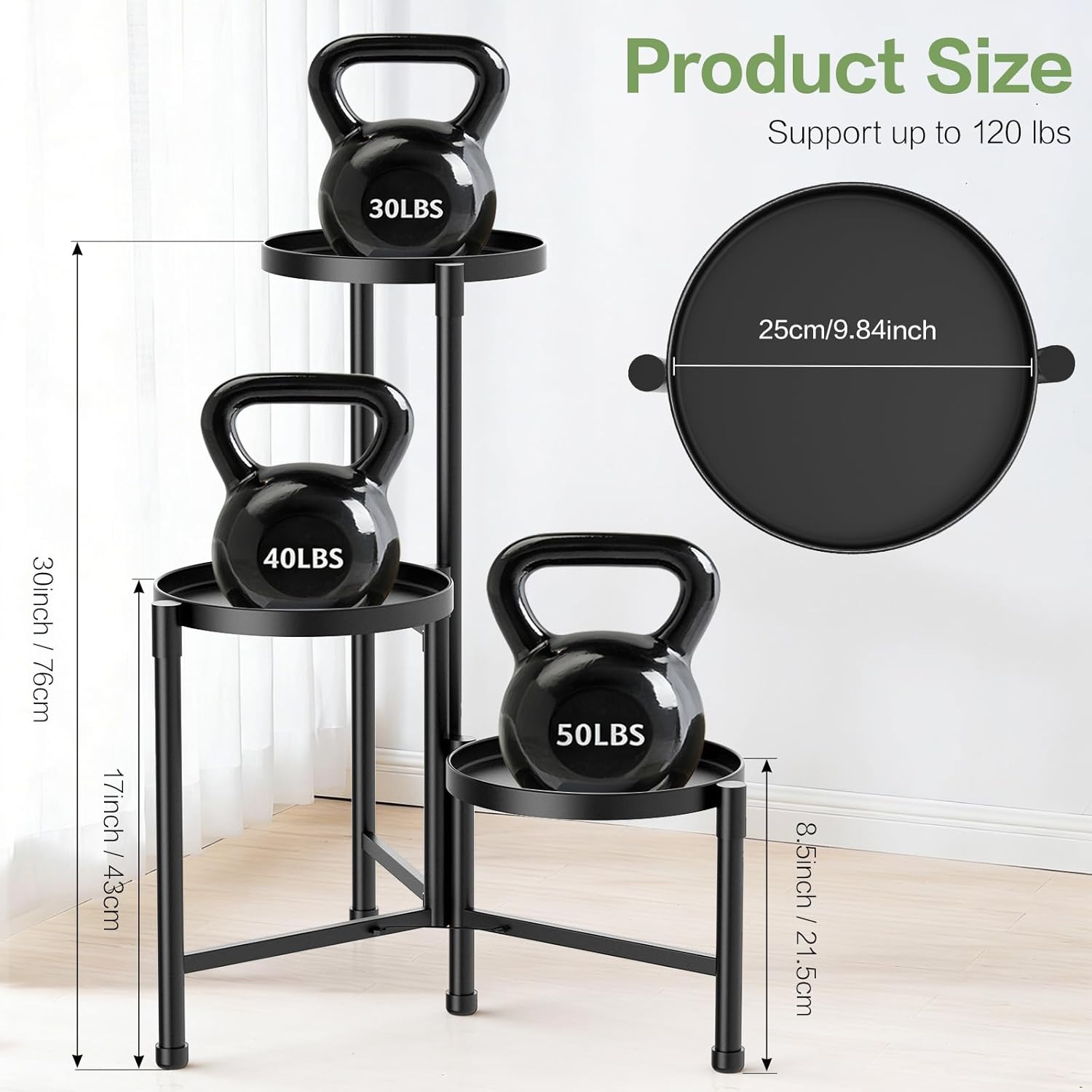 3 Tier Metal Corner Plant Stand Indoor Outdoor, Heightened widened 30'