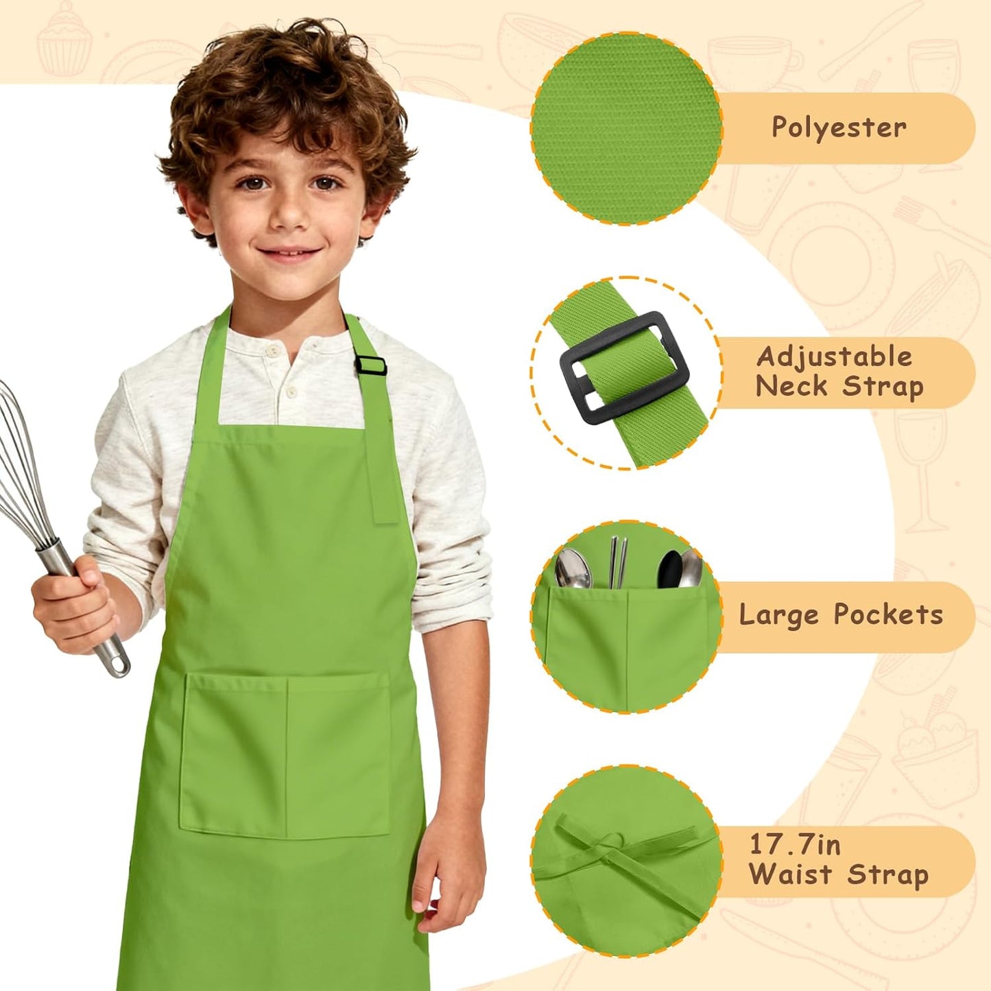 Kids Apron, 8 Pack Kids Aprons for Girls Boys, Children Art Painting A