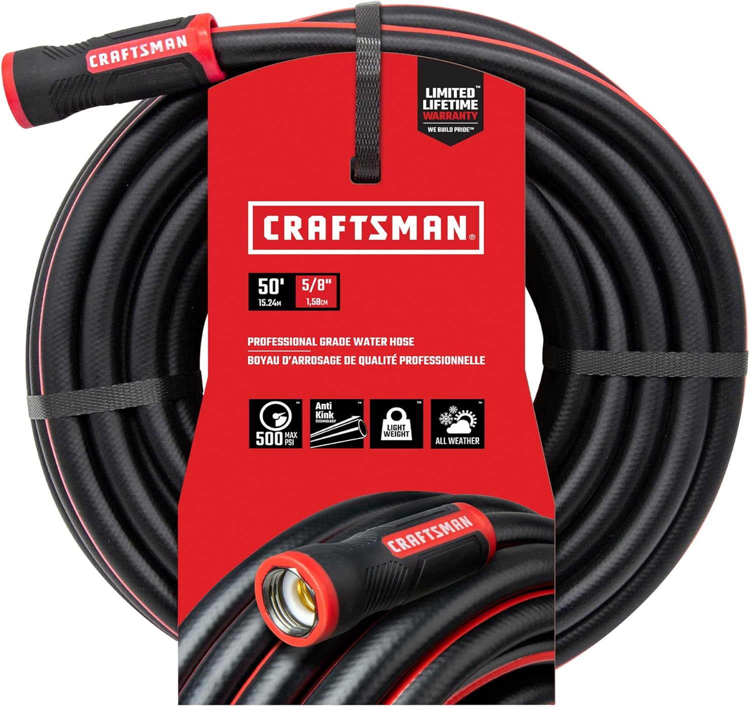 Craftsman Heavy Duty Professional Grade Garden Hose, 50 Feet x 5/8 Inc