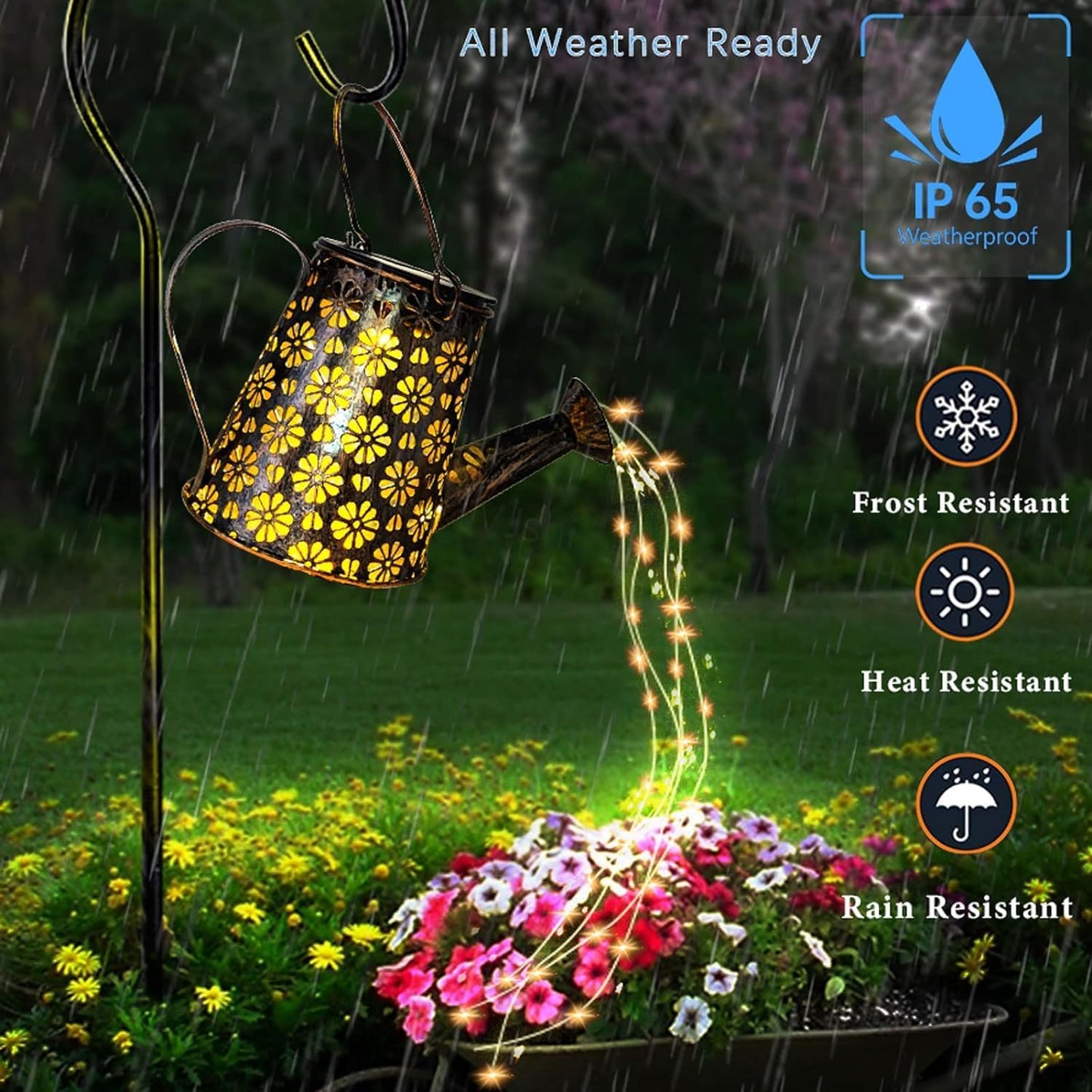 2 Pack Solar Watering Can with Lights,Solar Outdoor Garden Decor Water