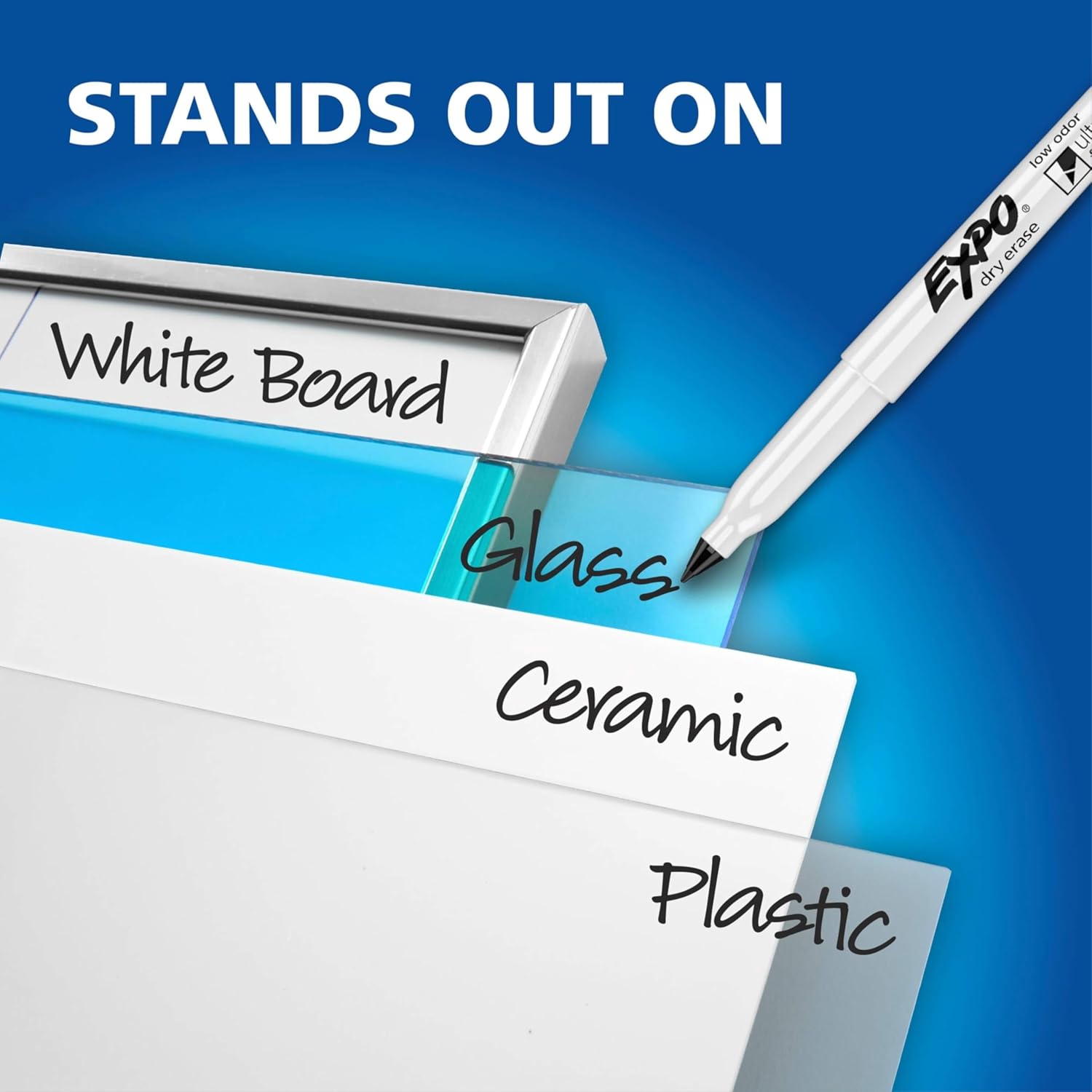 EXPO Dry Erase Markers, Low Odor Ink, Assorted Colors, Ultra Fine Tip,