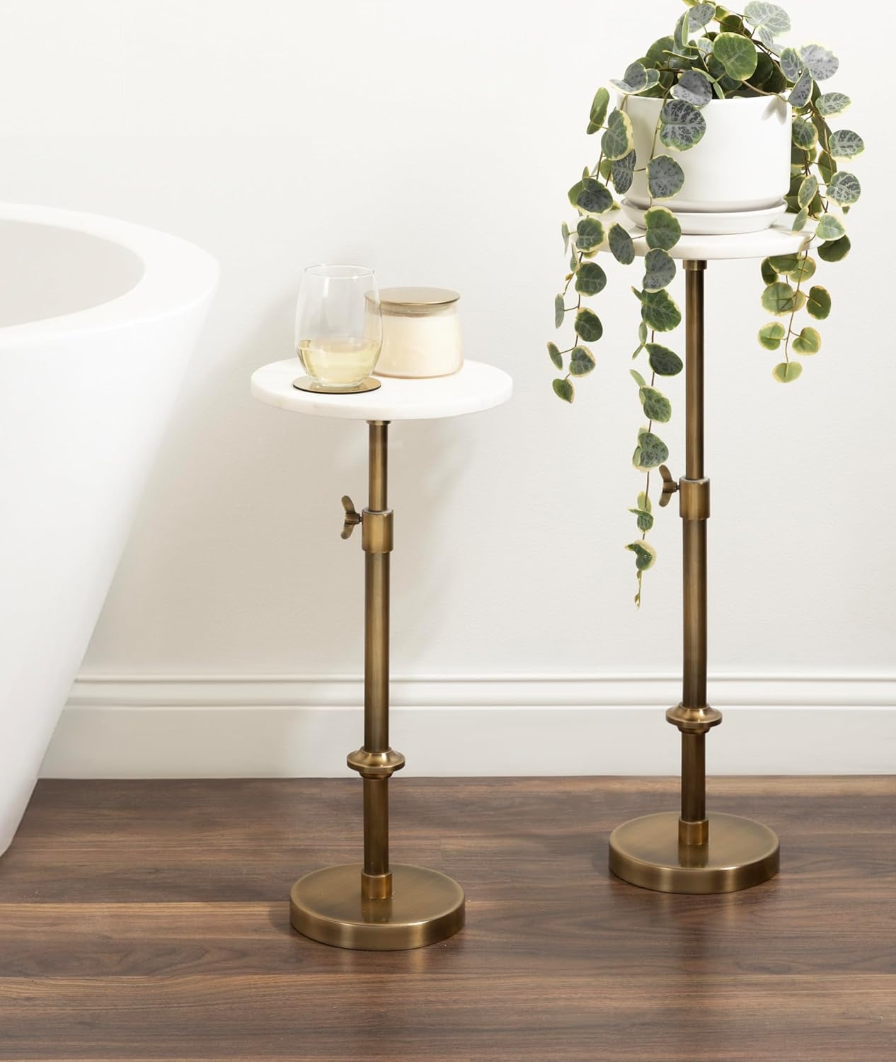 Kate and Laurel Engles Traditional Adjustable-Height Pedestal Drink Ta