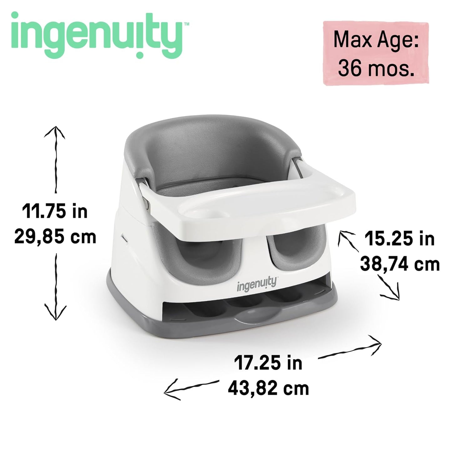 Ingenuity Baby Base 2-in-1 Booster Feeding and Floor Seat with Self-St