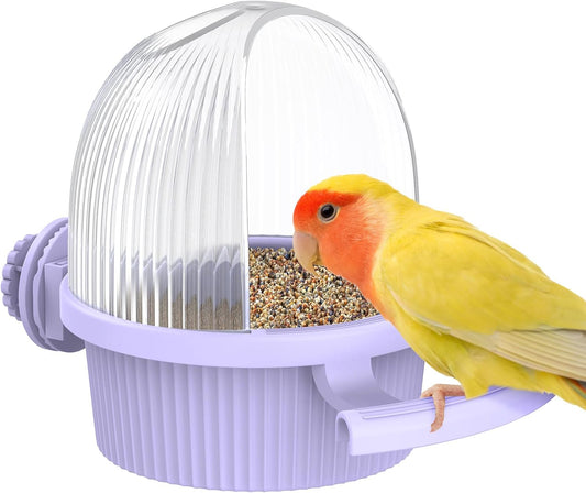 Pawfly No Mess Bird Feeder with Water Dispenser, Food and Water Bowl for Parakeet, Parrot, Cockatiel, Budgie and Lovebird