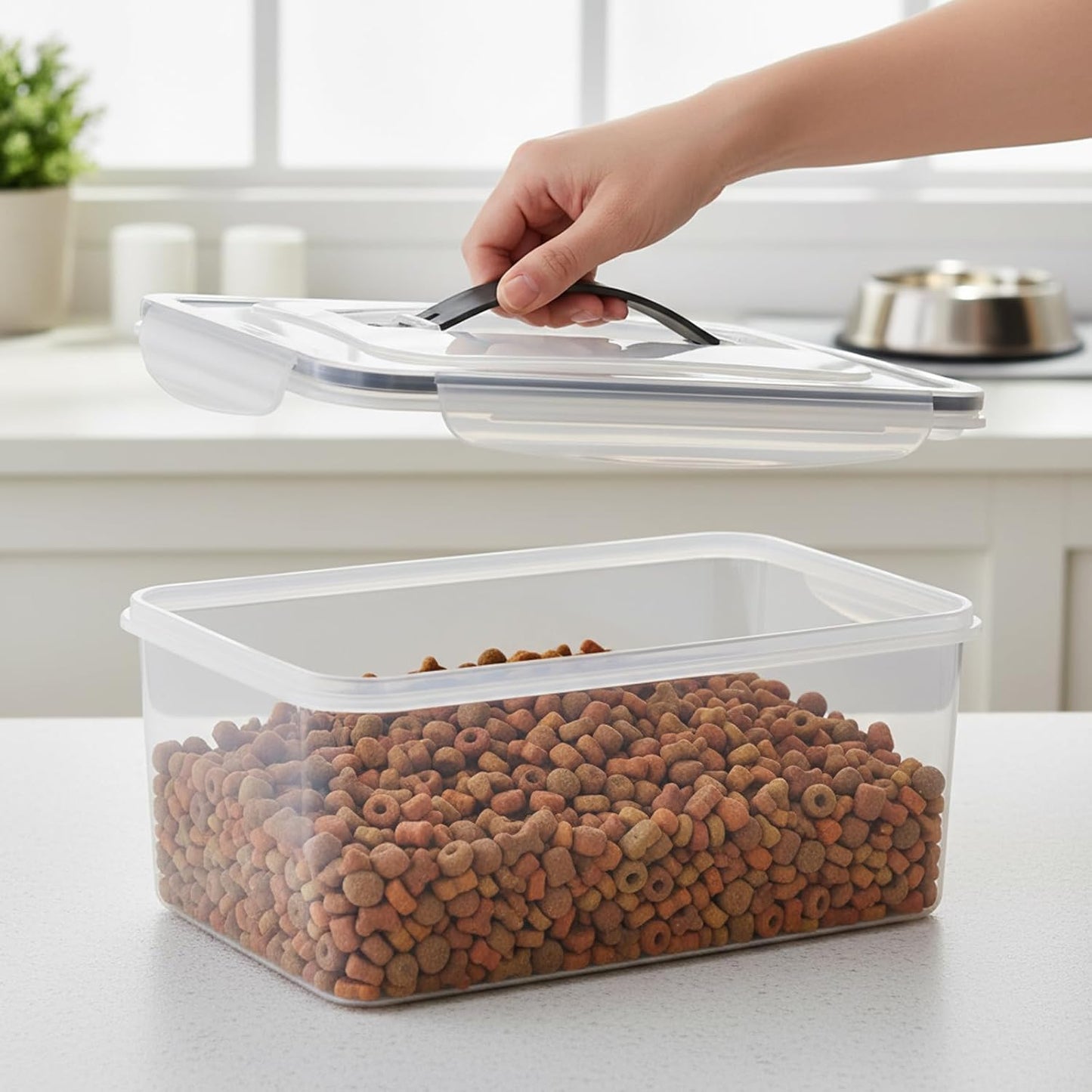 Airtight Pet Food Storage Container Set,10 Lbs/11.6 Qt Combined Dog Food Treats Container with Handle,Portable Dog Cat Bird Food Bin,Ideal for Camping,Hiking,Picnic-BPA Free