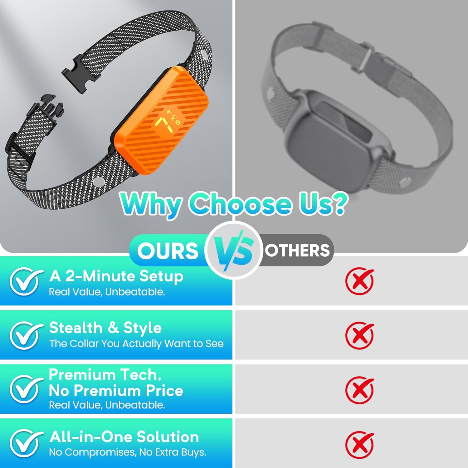 Dog Bark Collar for Large Medium Small Dogs, Effective No-Bark Collar,