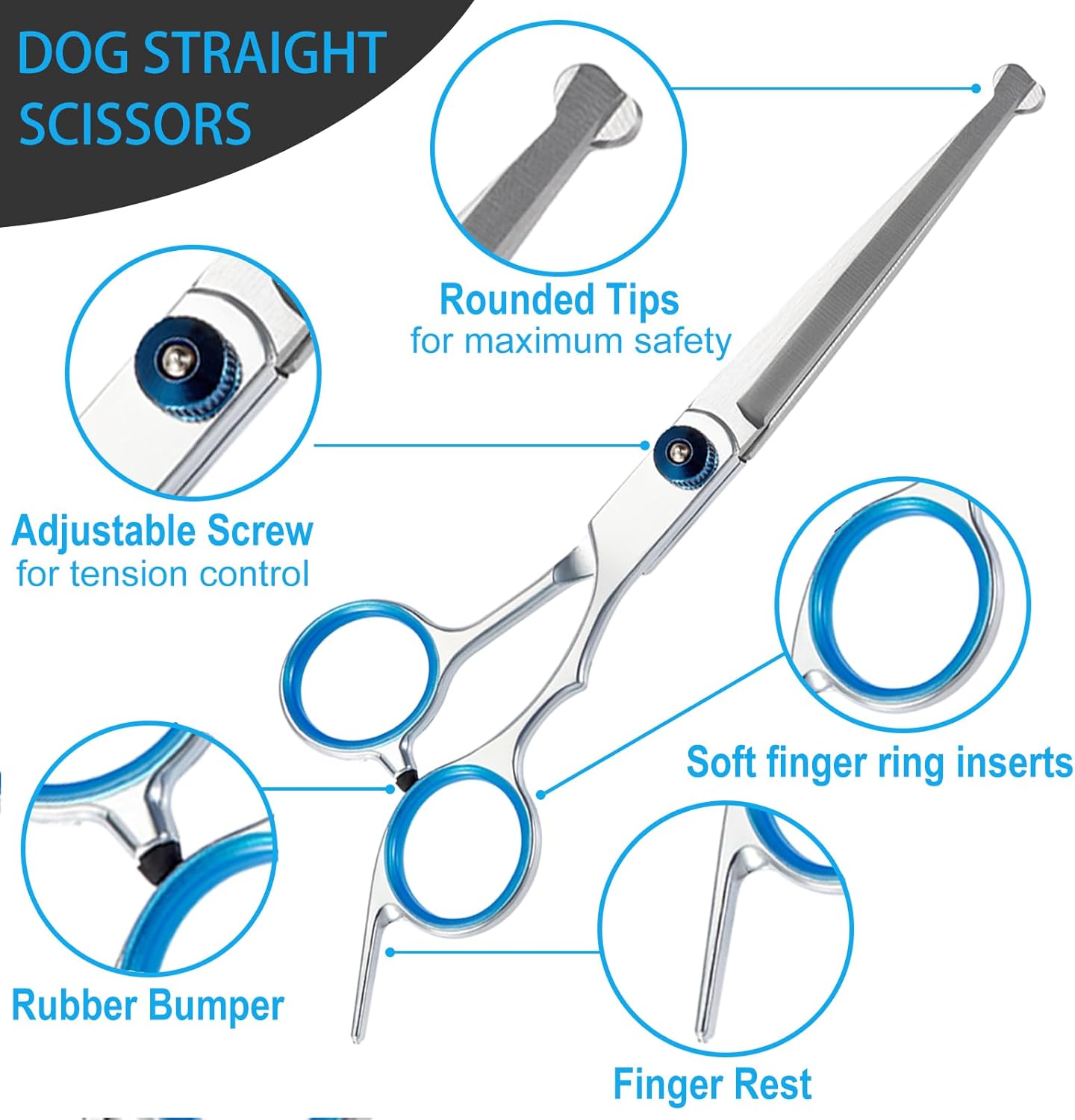 5 in 1 Premium Dog Grooming Scissors, Professional Dog Scissors for Gr
