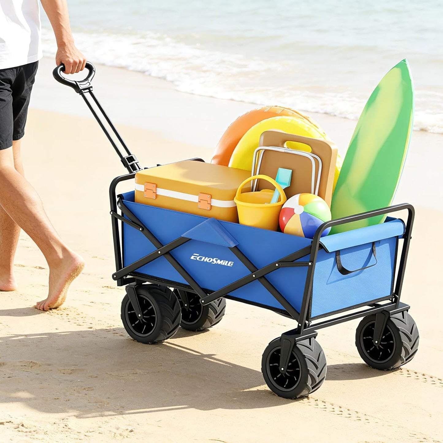 EchoSmile Heavy Duty 350 Lbs Capacity Collapsible Wagon, Outdoor Foldi