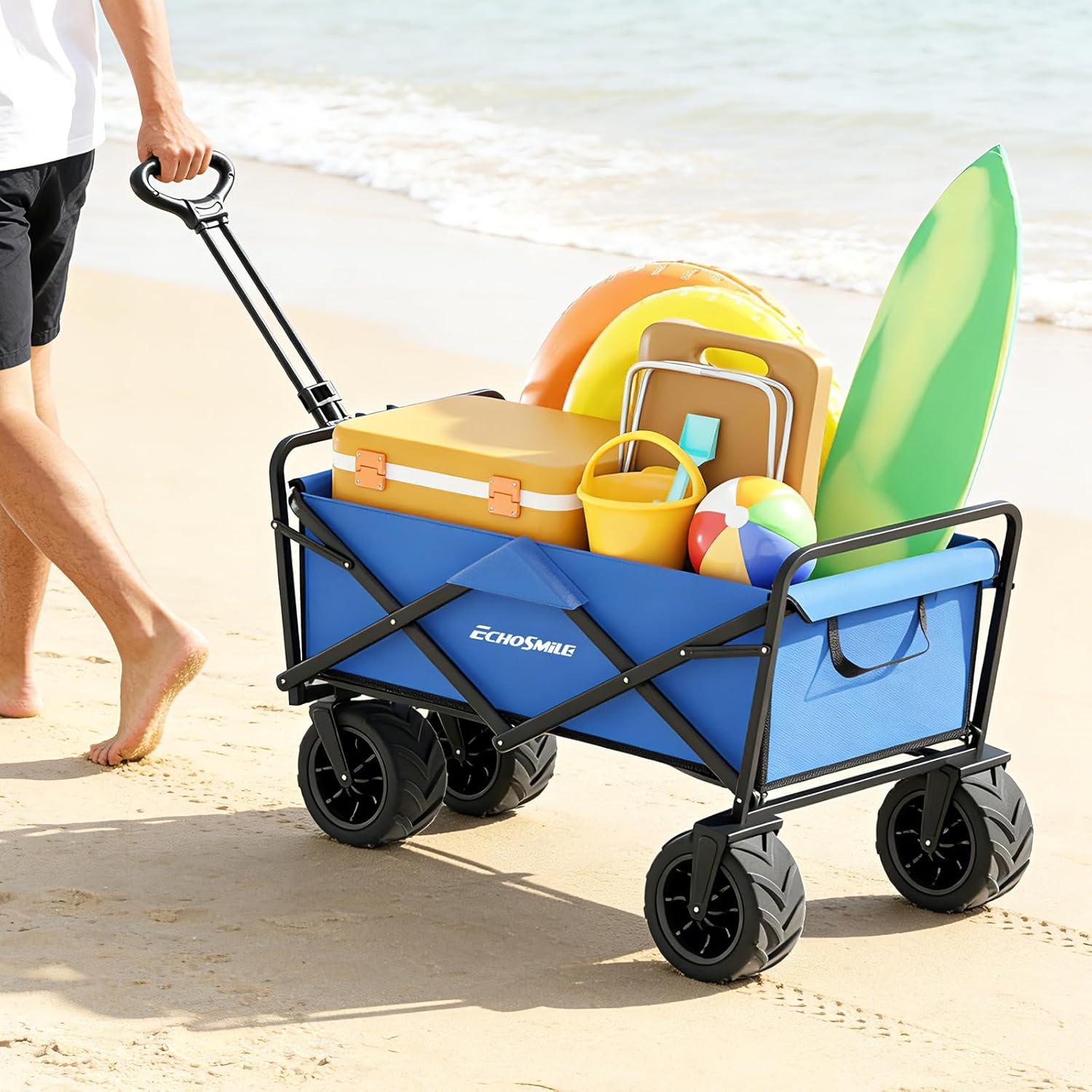 EchoSmile Heavy Duty 350 Lbs Capacity Collapsible Wagon, Outdoor Foldi