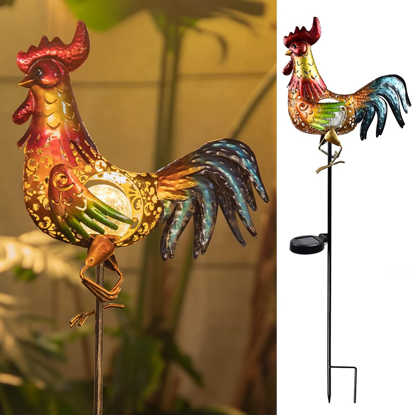Tryme Rooster Solar Lights Outdoor Decorative Garden Statue Gifts for 