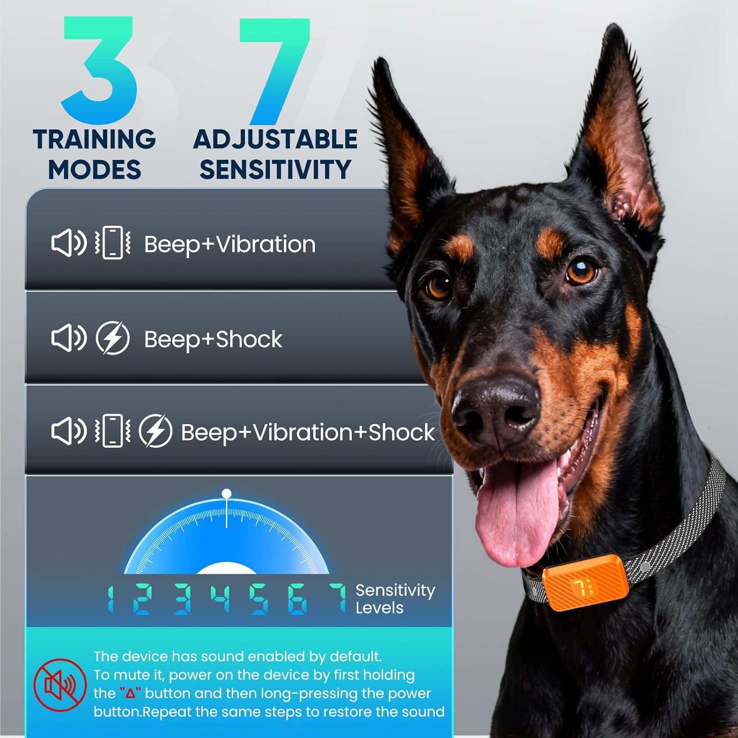 Dog Bark Collar for Large Medium Small Dogs, Effective No-Bark Collar,