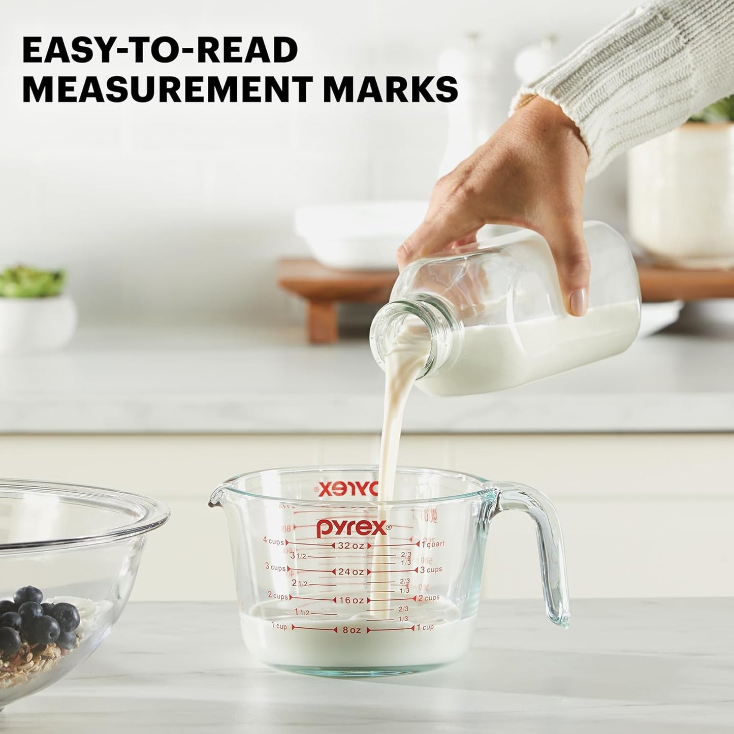 Pyrex Essentials (3-Pack) Glass Measuring Cups Set, (1, 2 & 4 Cup) Mea