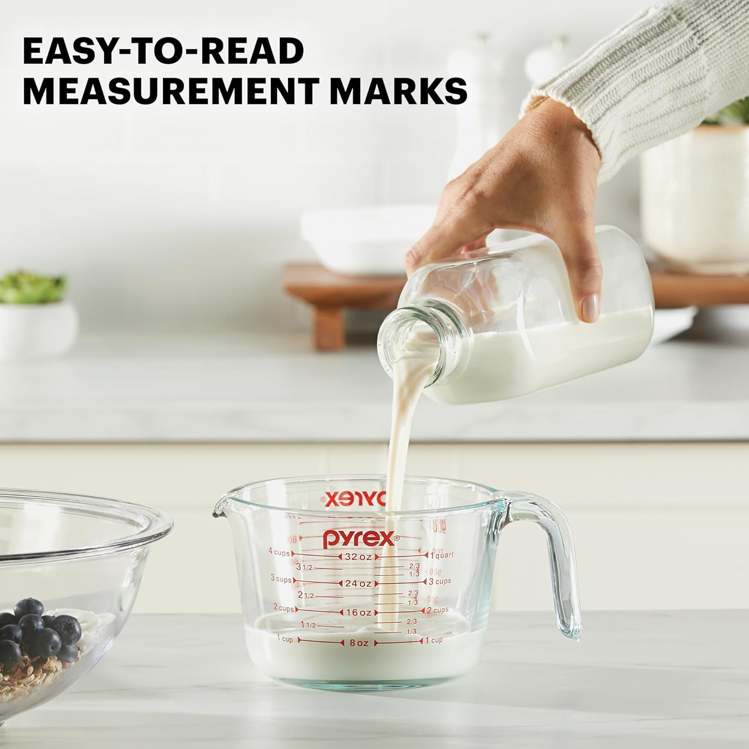 Pyrex Essentials (3-Pack) Glass Measuring Cups Set, (1, 2 & 4 Cup) Mea