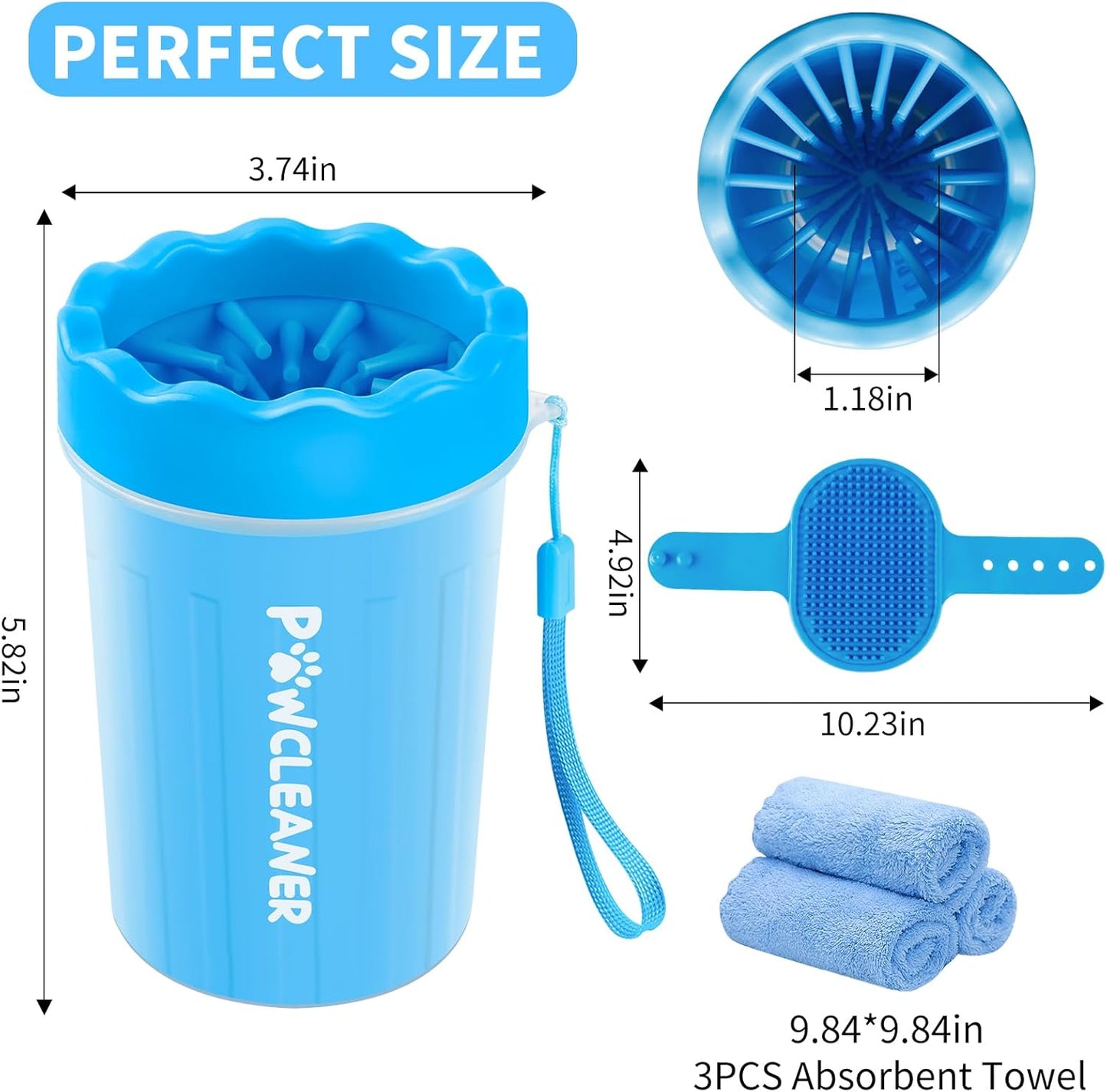 Professional 7 in 1 Dog Paw Cleaner for Dogs & Cats - Includes 1 Porta
