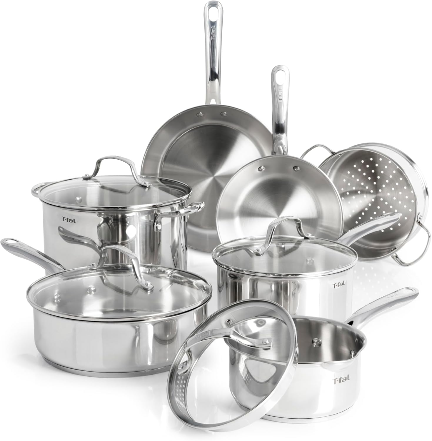 T-fal Stainless Steel Pots and Pans Set 11 Piece, Induction, Oven Broi