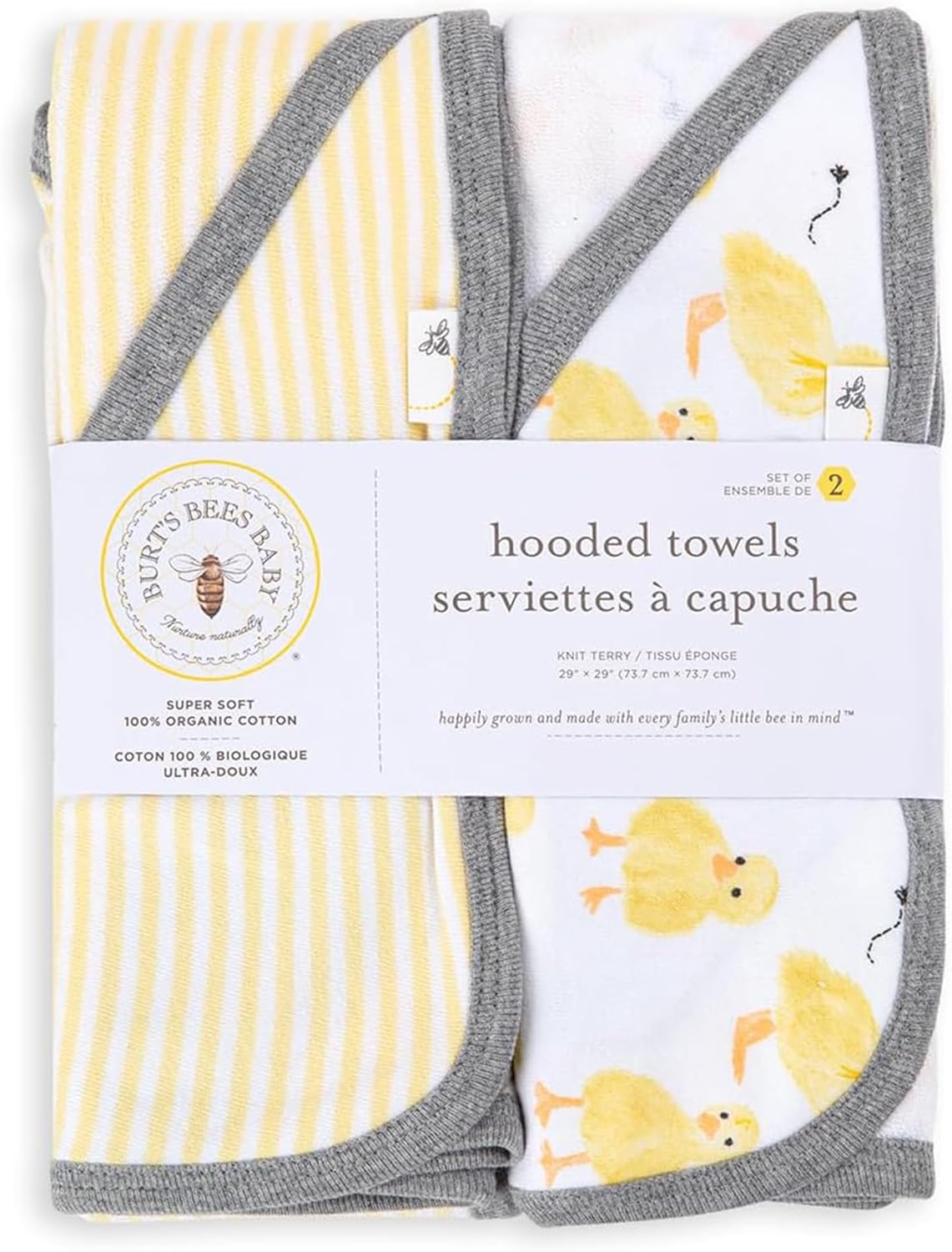 Burts Bees Baby Infant Hooded Towels Little Ducks Organic Cotton, Unis