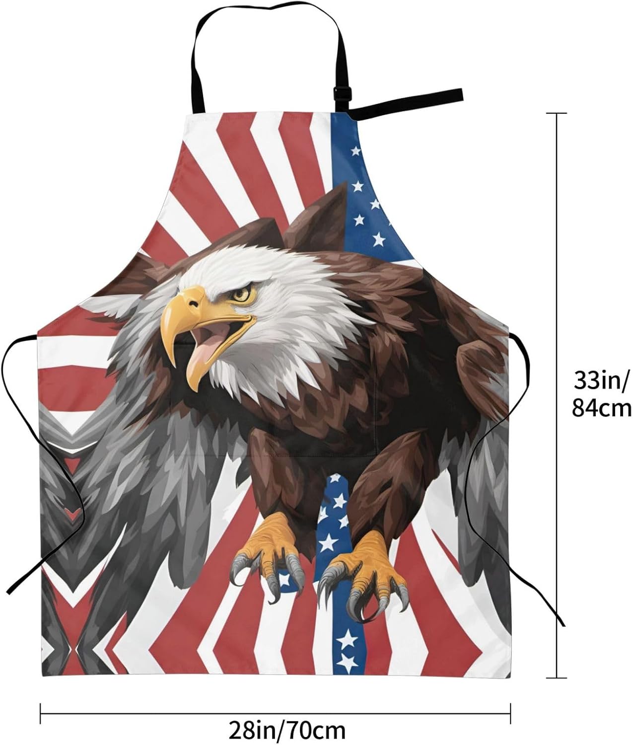 Eagle with USA Flag print Waterproof chef's apron with pocket apron for kitchen cooking baking barbecue and gardening