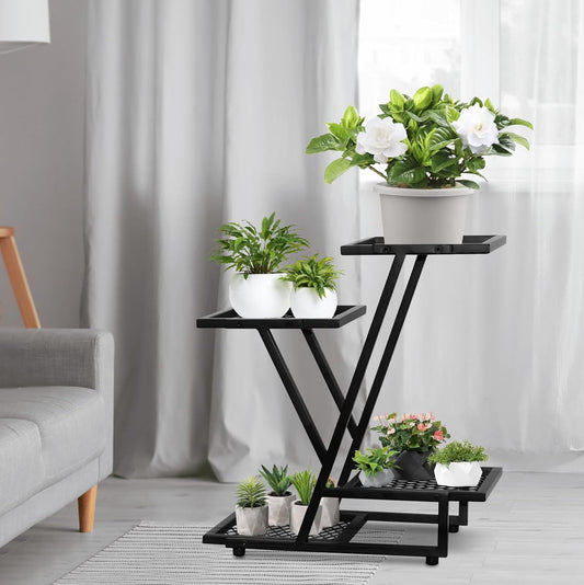 4Tier plant stand，outdoor plant stands for patio，Planter Display Shelv