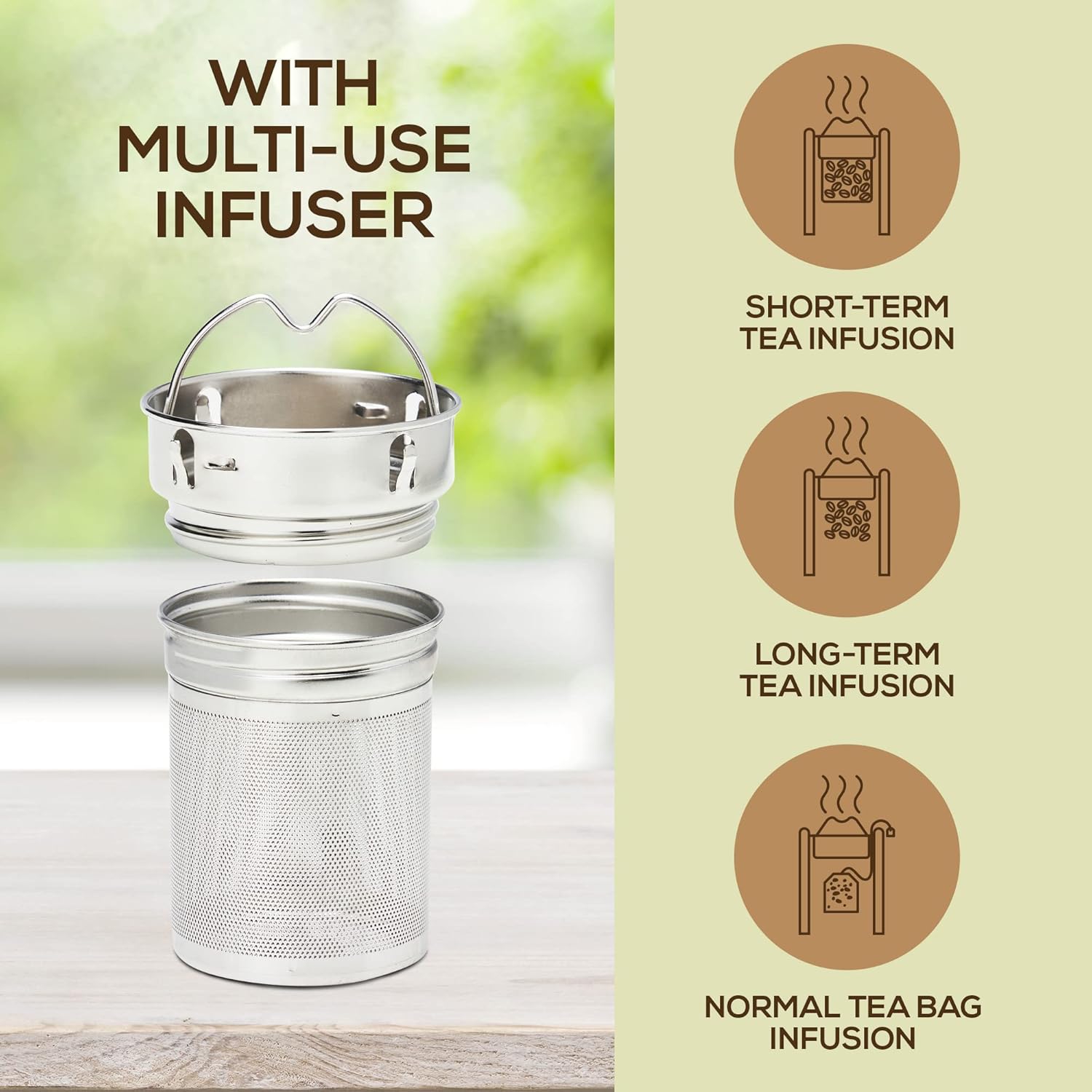 LeafLife Premium Bamboo Tea Bottle for Loose Tea - Tea Infuser Bottle 