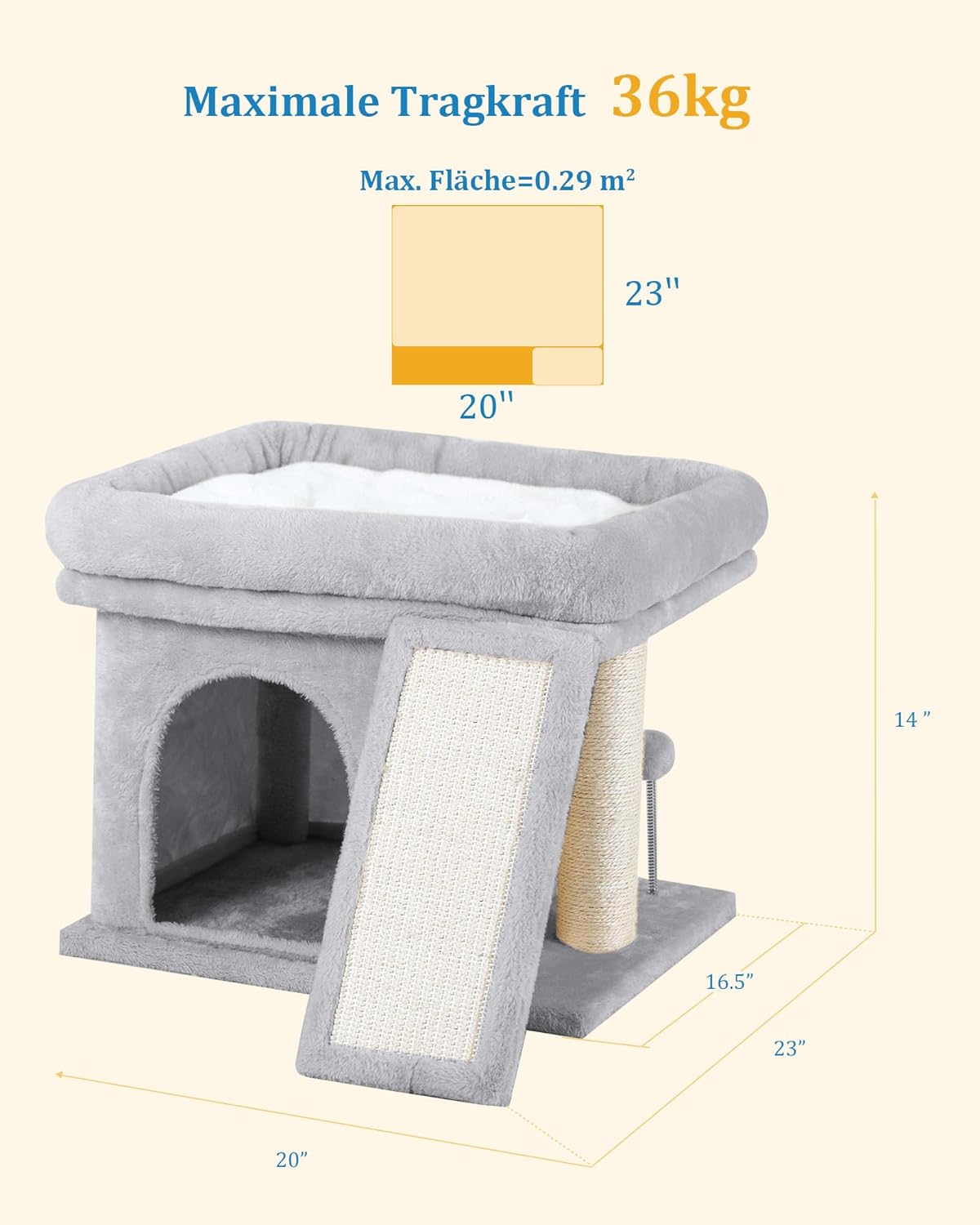Cat Tree Tower for Large Cat, Cat Bed House with Large Perch for Adult