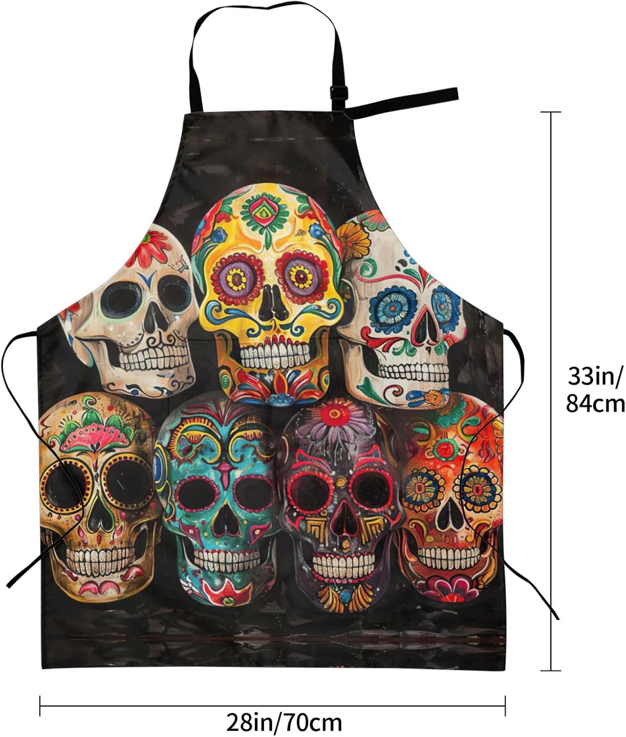 sugar skulls print Waterproof chef's apron with pocket apron for kitch