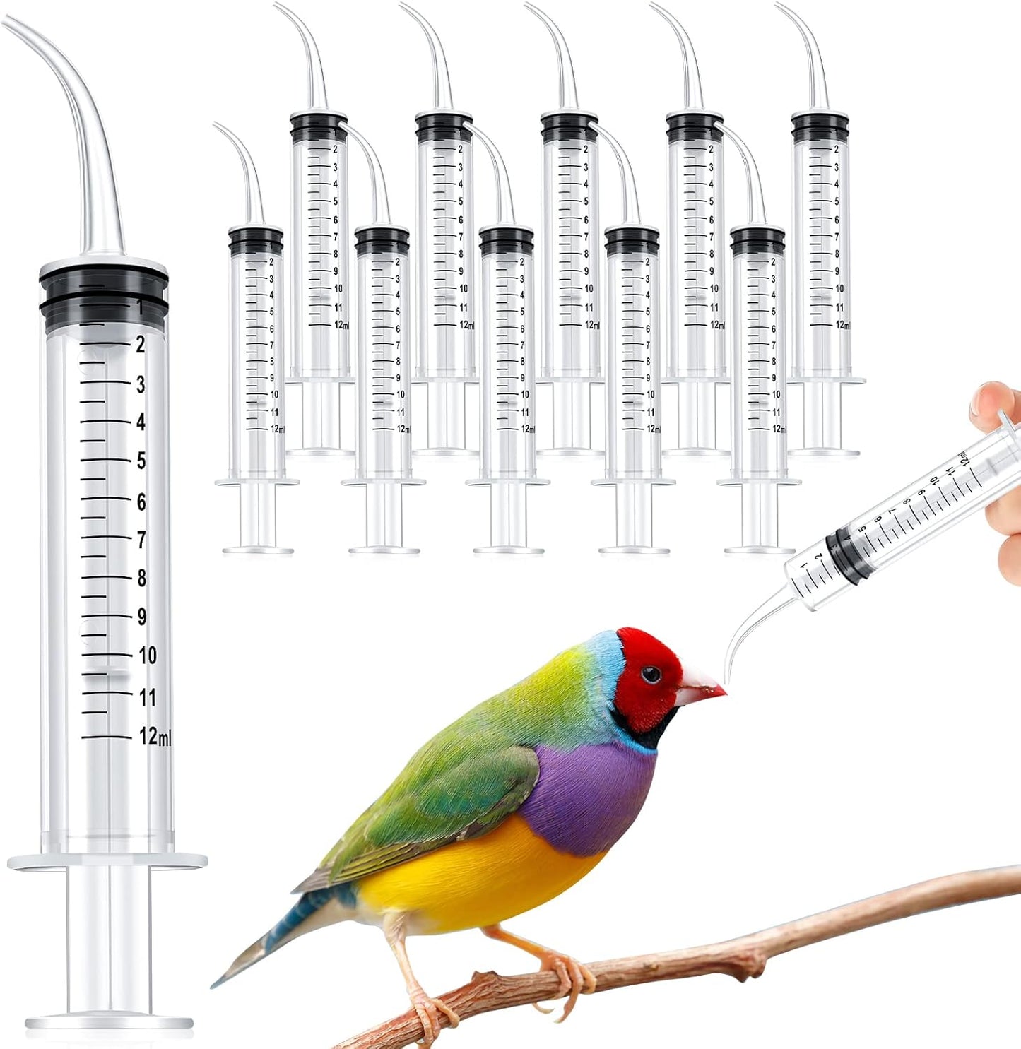 12 Pieces Baby Bird Feeding Syringe 12 ml Pet Liquid Syringes Kitten F