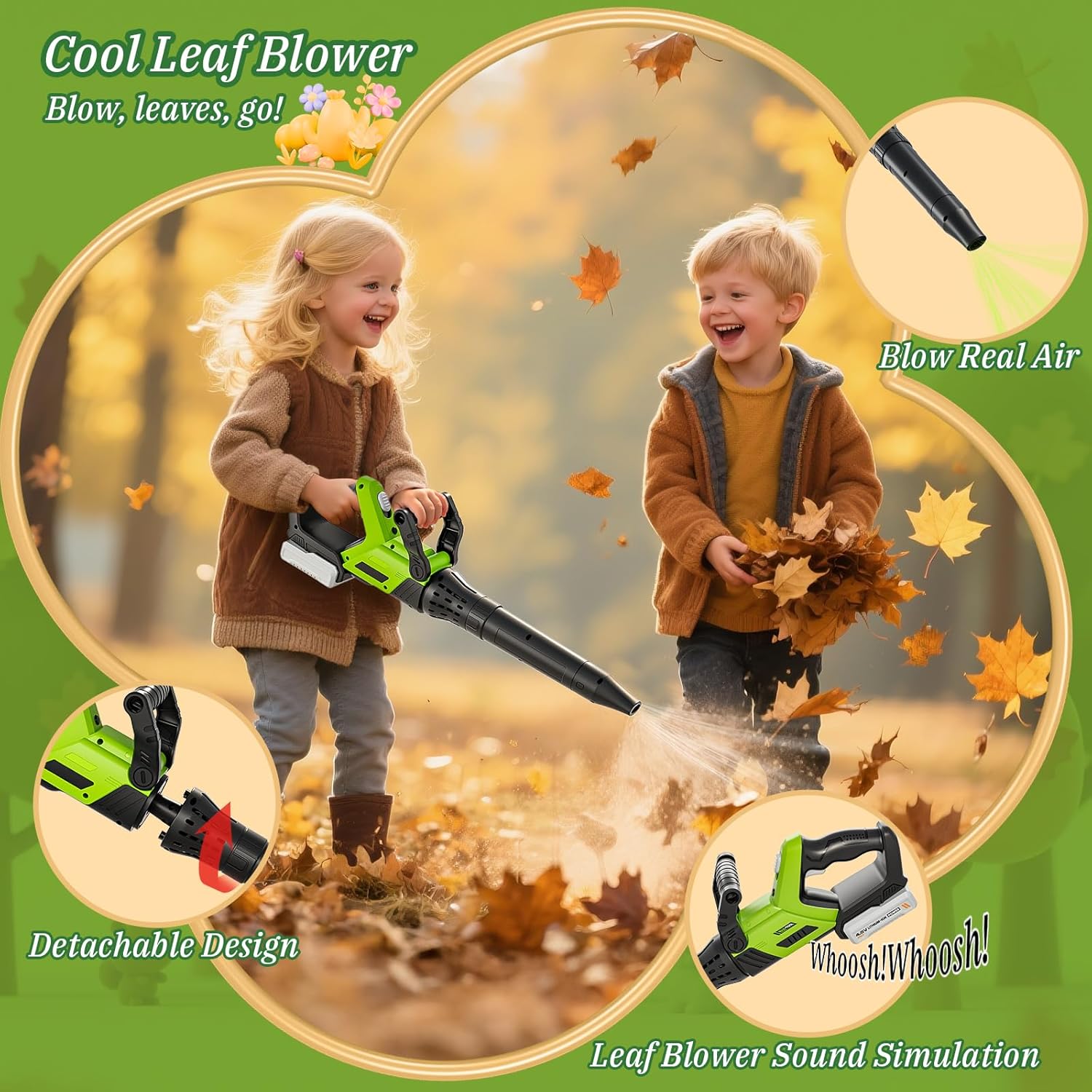 Kids Tool Set, 3-IN-1 Toddler Power Garden Tools with Sounds & Lights,